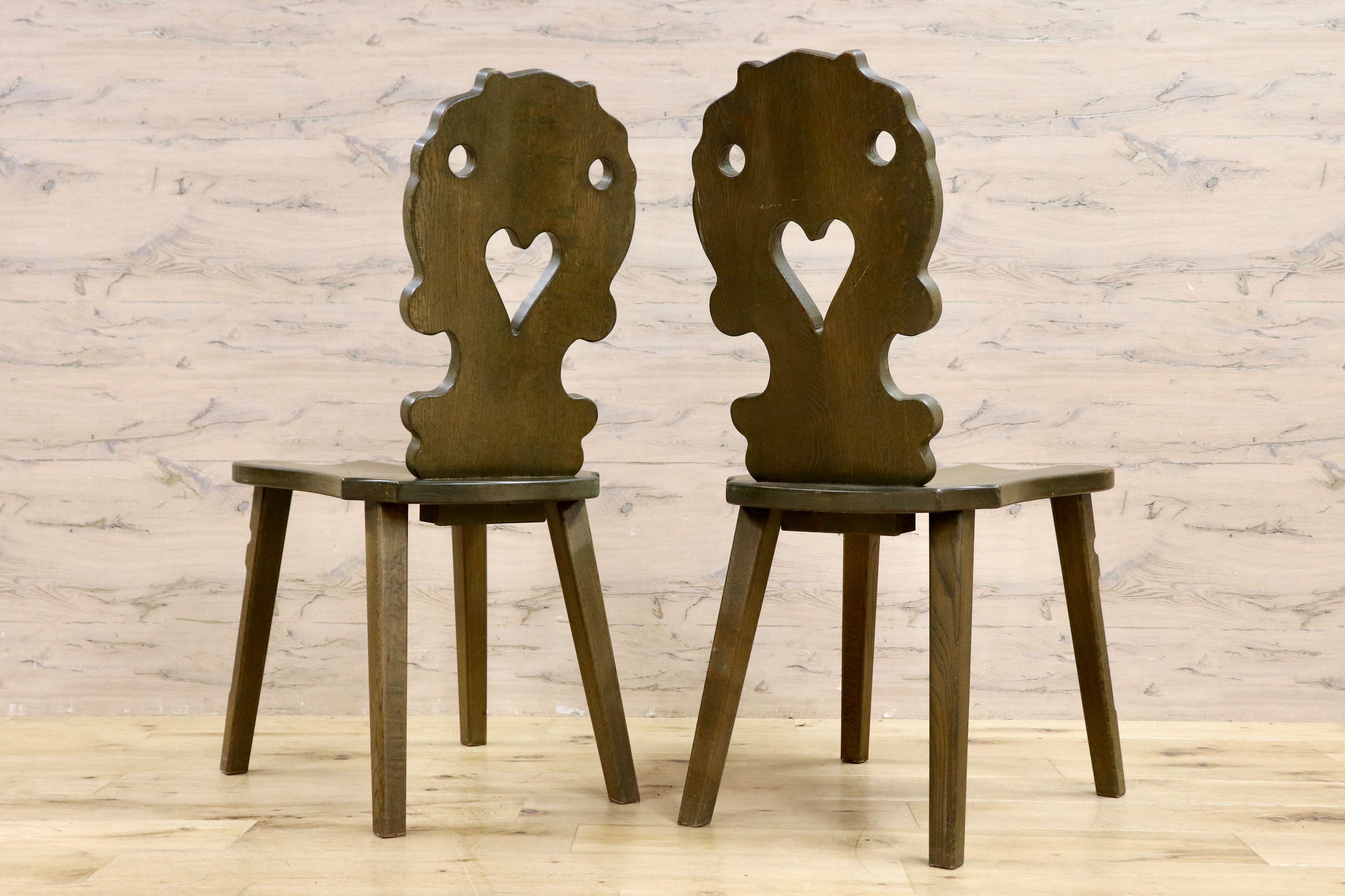 GMIK619C○ハート ダイニングチェア 2脚セット アームレスチェア 椅子 カントリー ヴィンテージ デザイン 木製家具