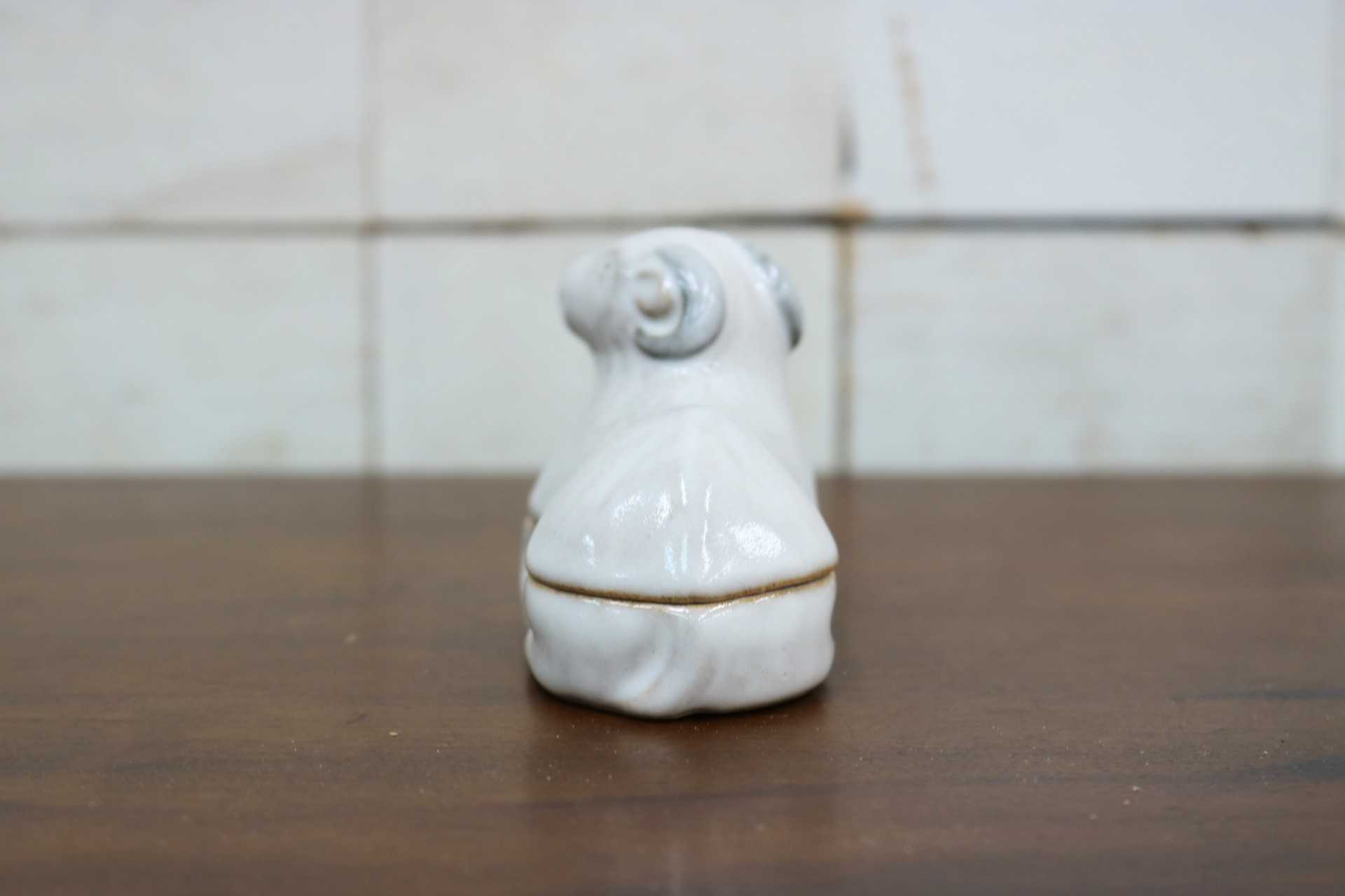 GMJK371O〇紀州焼 葵窯 二代 寒川栖豊 置物 小物入れ 茶道具 香合 羊 未 干支 縁起物 共箱 陶器 焼物