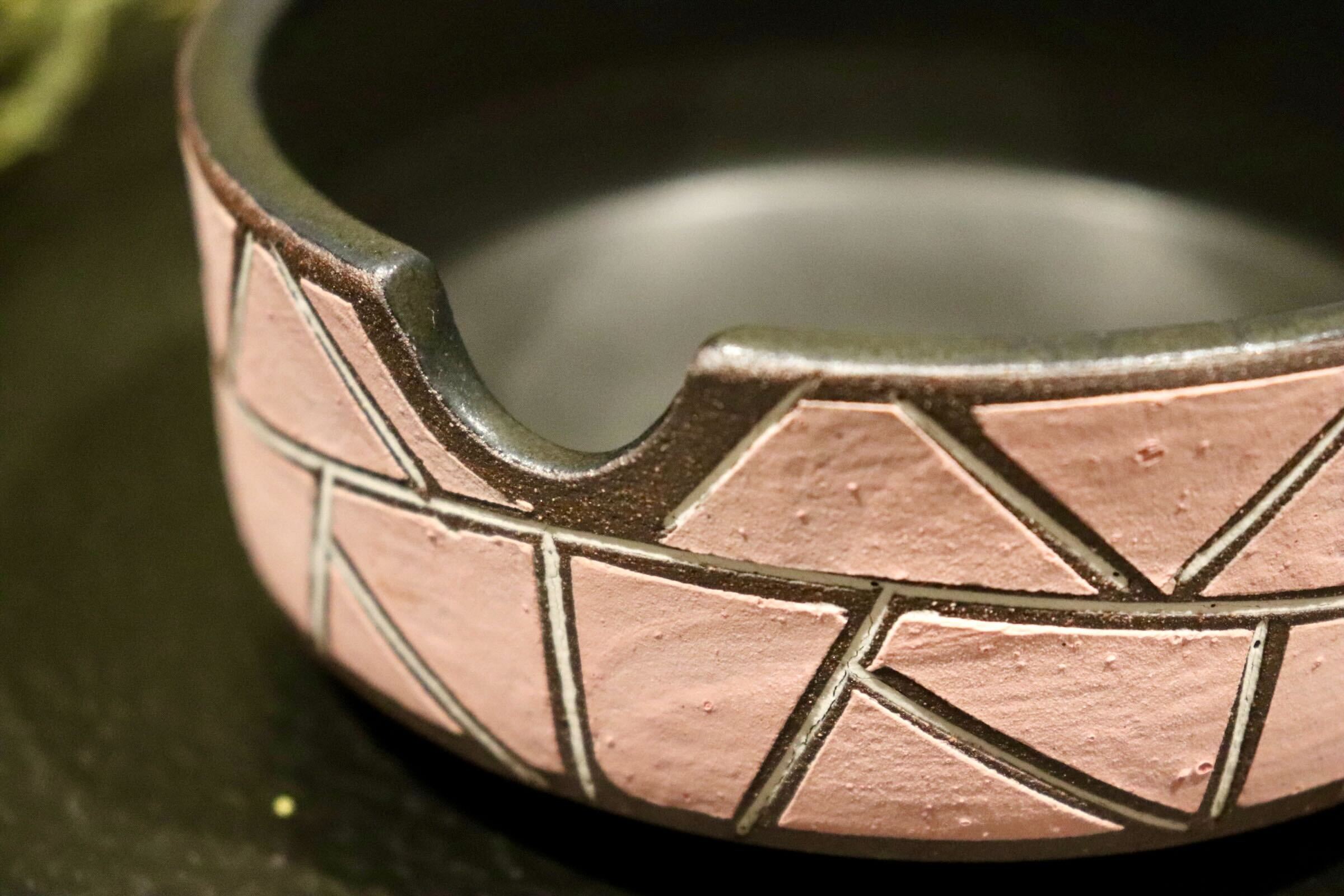 GMIO82◯市野悟窯 丹波焼 ピンク灰皿 陶器 灰皿 市野哲次 伝統工芸 丹波篠山 未使用