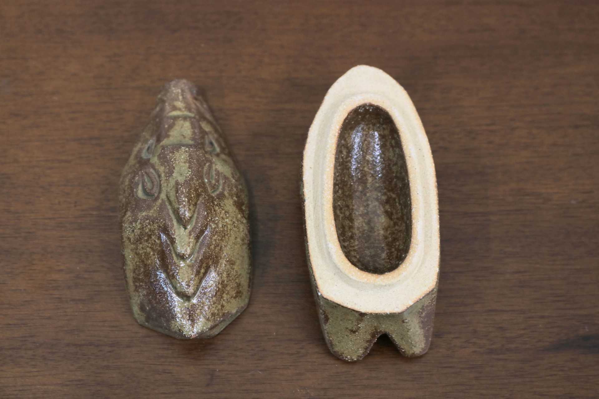 GMJK371Q〇紀州焼 葵窯 二代 寒川栖豊 置物 小物入れ 茶道具 香合 猪 亥 干支 縁起物 共箱 陶器 焼物