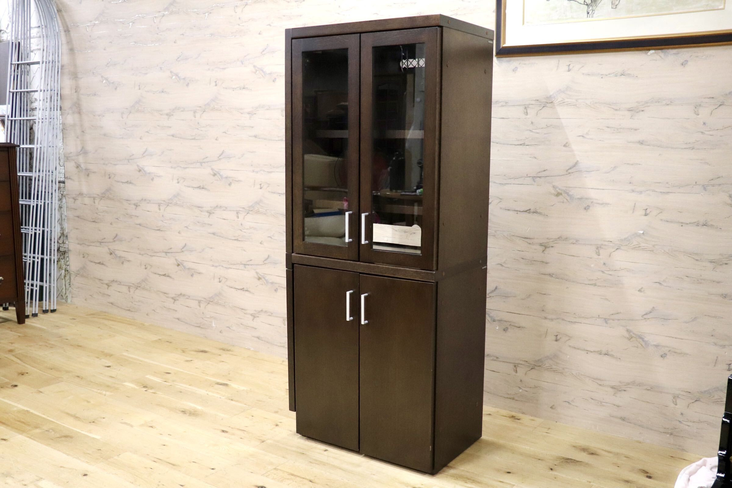 GMIK208○karimoku / カリモク カップボード ダイニングボード キャビネット ブックシェルフ 書棚 食器棚 アンティーク 国産家具