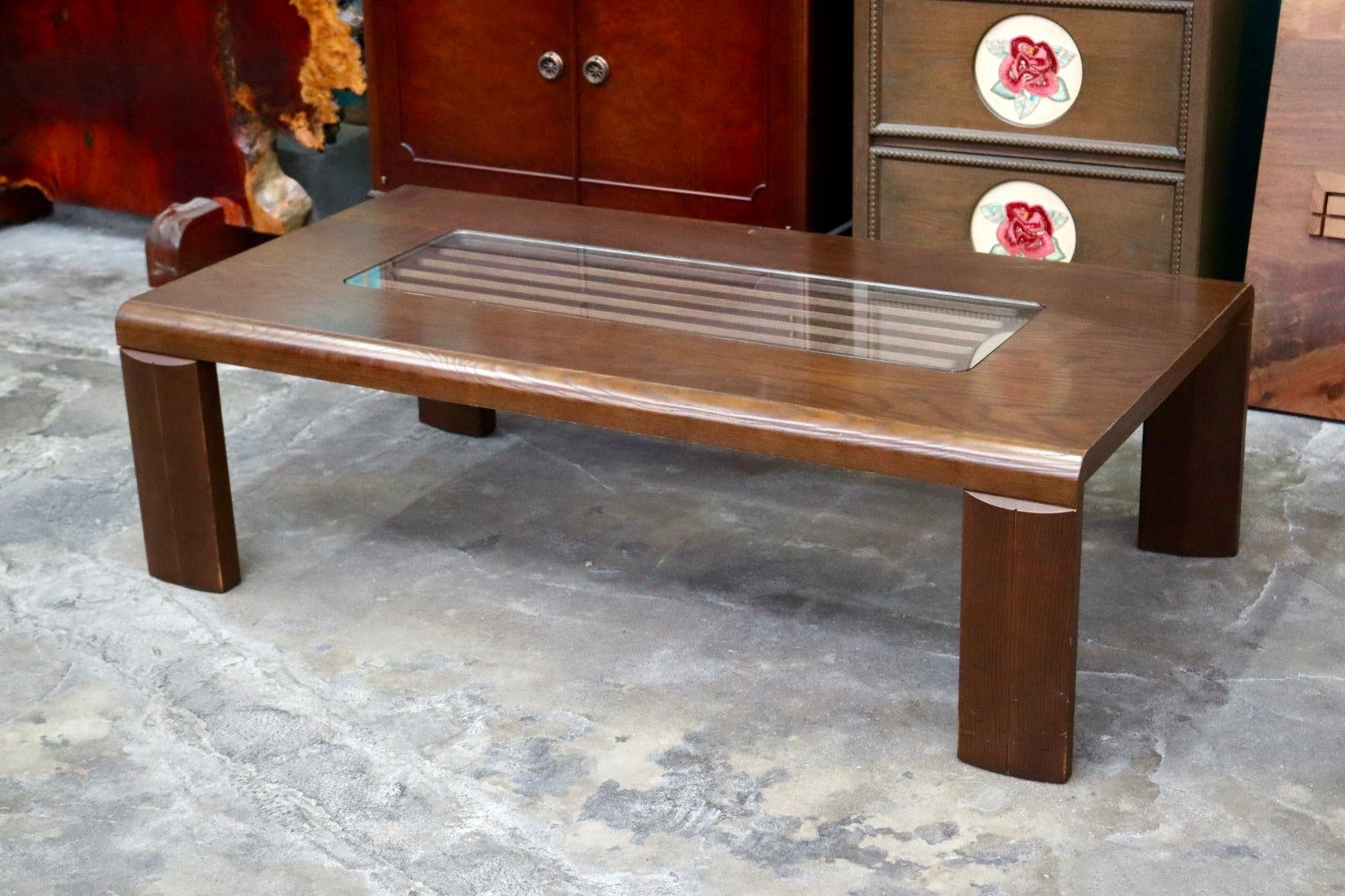 GMJS146C○ 冨士ファニチア / FUJI FURNITURE センターテーブル ローテーブル 木製 ガラス クラシック ヴィンテージ 国産家具