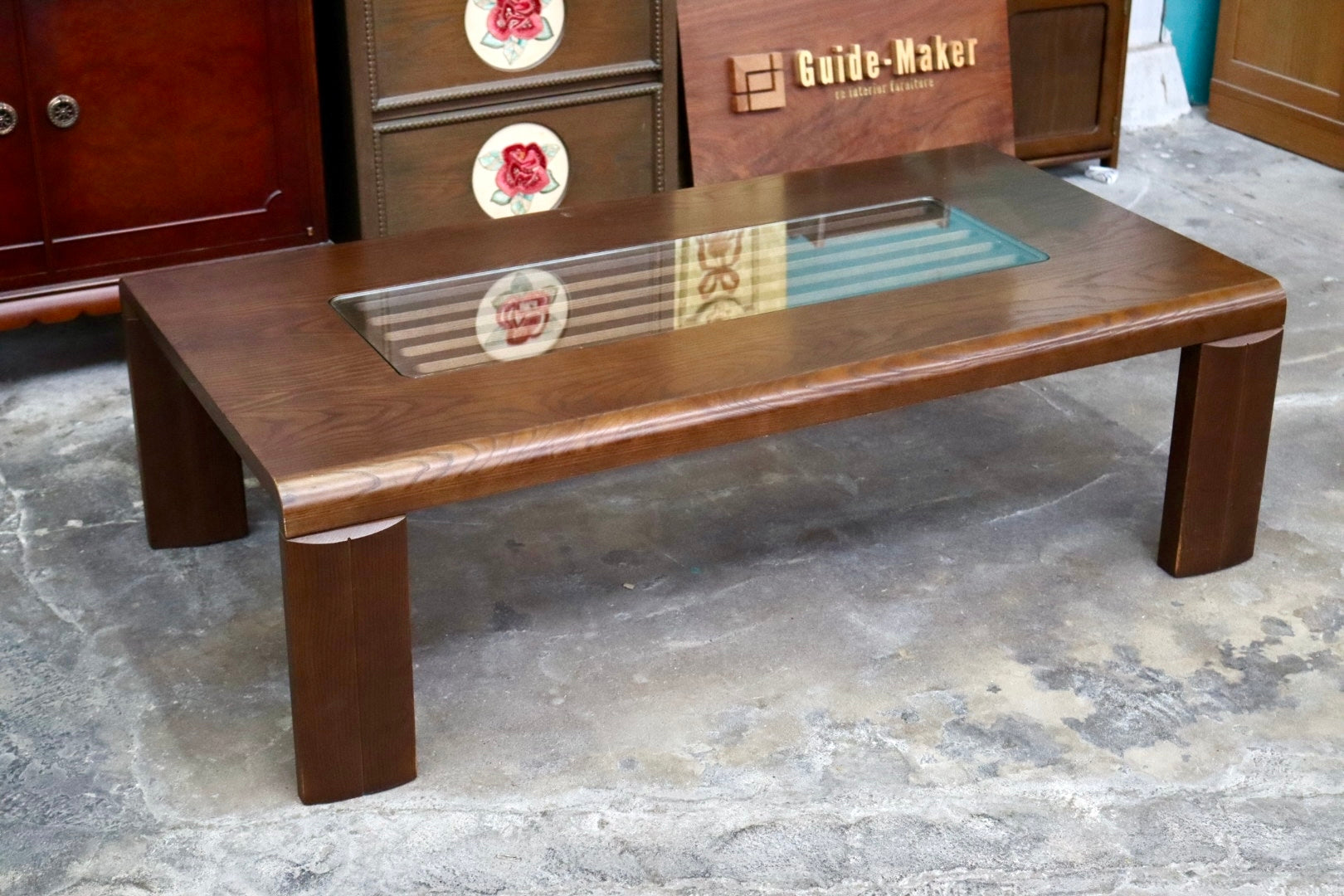 GMJS146C○ 冨士ファニチア / FUJI FURNITURE センターテーブル ローテーブル 木製 ガラス クラシック ヴィンテージ 国産家具