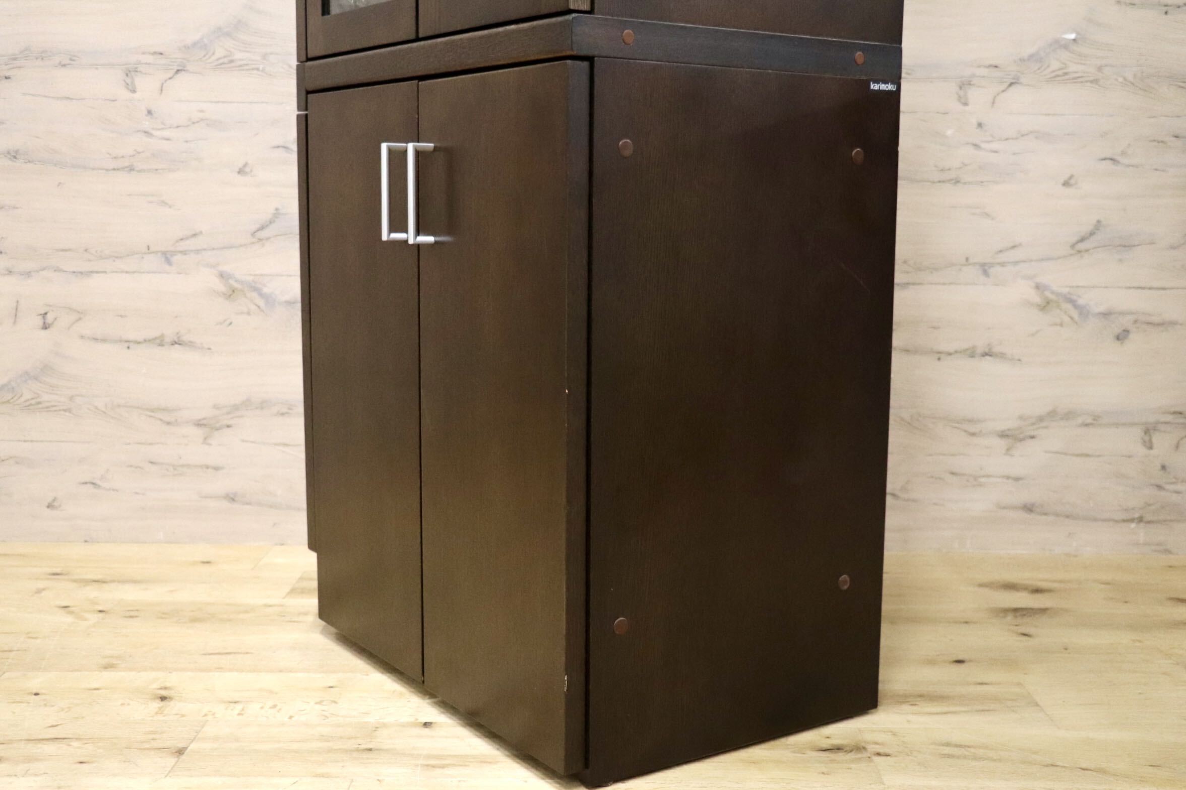 GMIK208○karimoku / カリモク カップボード ダイニングボード キャビネット ブックシェルフ 書棚 食器棚 アンティーク 国産家具