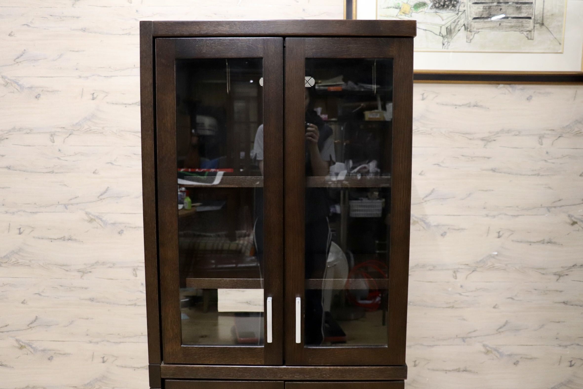 GMIK208○karimoku / カリモク カップボード ダイニングボード キャビネット ブックシェルフ 書棚 食器棚 アンティーク 国産家具