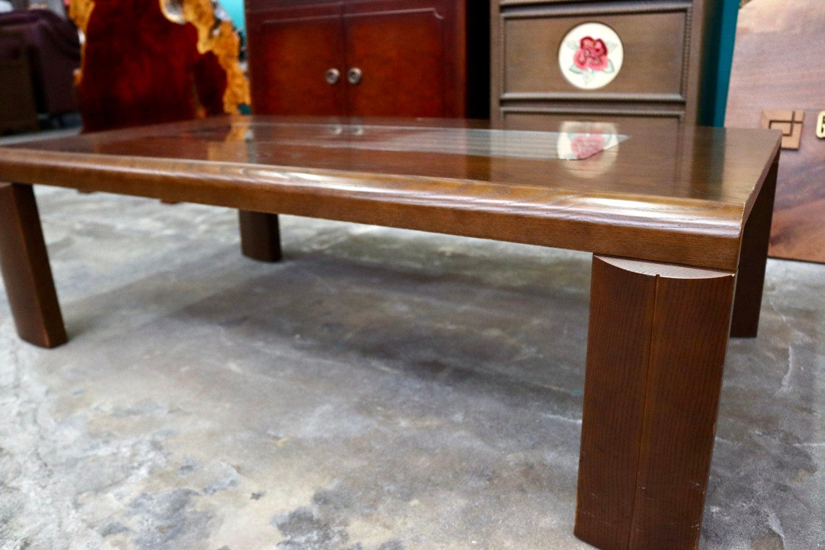 GMJS146C○ 冨士ファニチア / FUJI FURNITURE センターテーブル ローテーブル 木製 ガラス クラシック ヴィンテージ 国産家具