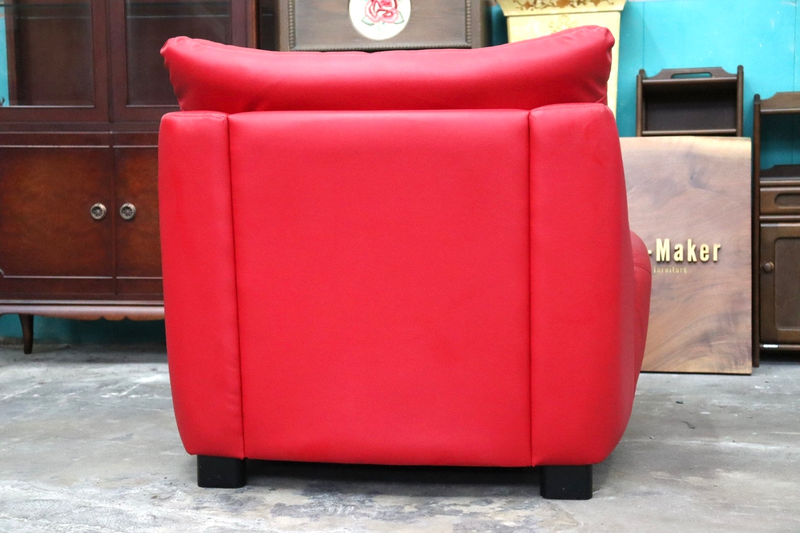 GMJK263C○FUJI FURNITURE / 冨士ファニチア L6760A 1人掛けソファ シングルソファ ラウンジチェア 本革 レッド 国産家具 美品
