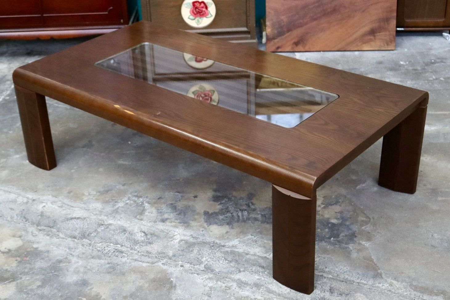 GMJS146C○ 冨士ファニチア / FUJI FURNITURE センターテーブル ローテーブル 木製 ガラス クラシック ヴィンテージ 国産家具