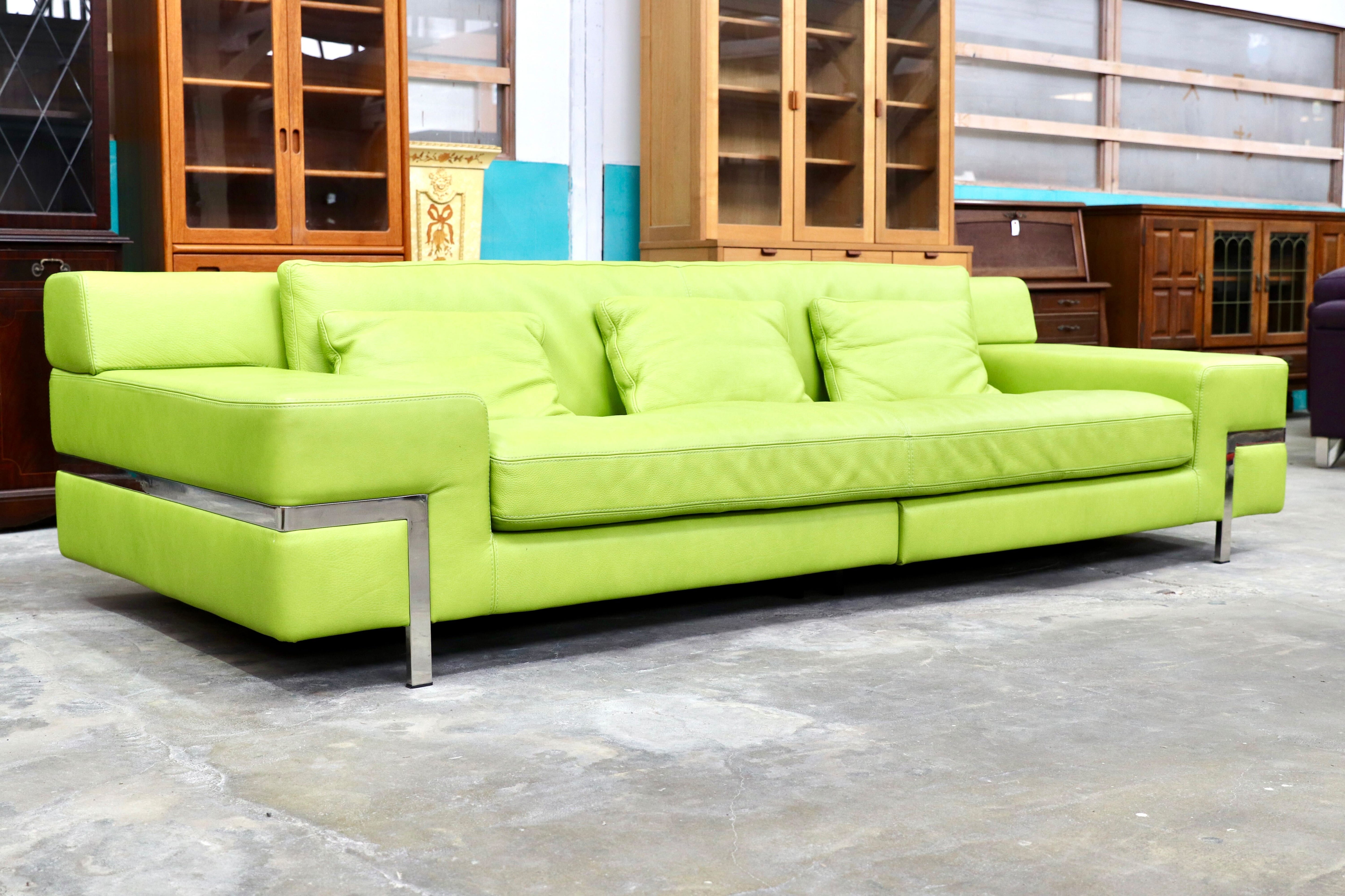 GMIK371○Contempo furniture / コンテンポ 大型 3人掛けソファ トリプルソファ イタリア製 本革 長椅子 検）cassina b&b arflex