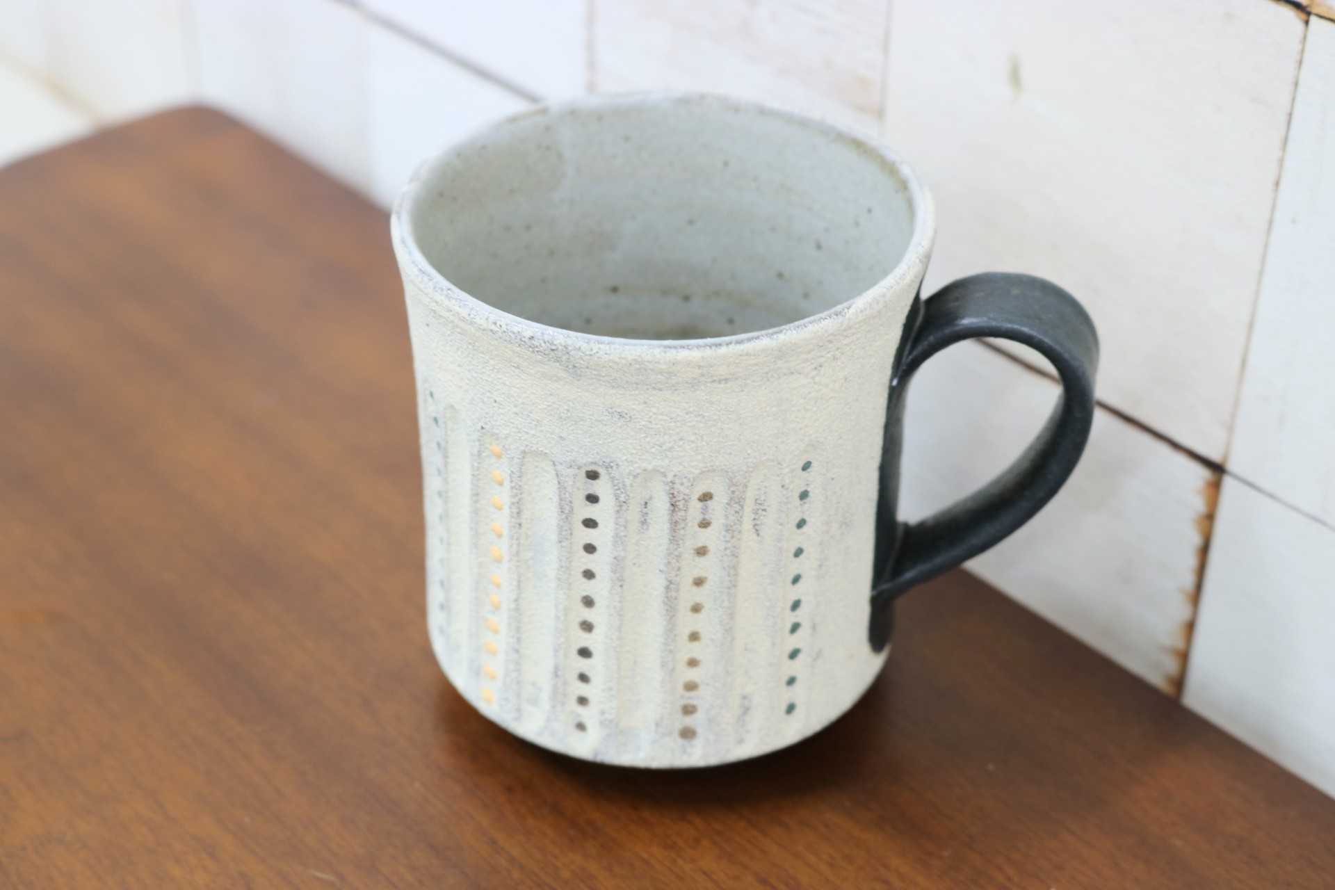 GMJO119Q〇市野悟窯 市野哲次 丹波焼 彩色線象嵌 マグカップ 陶器 現代陶芸 作家物