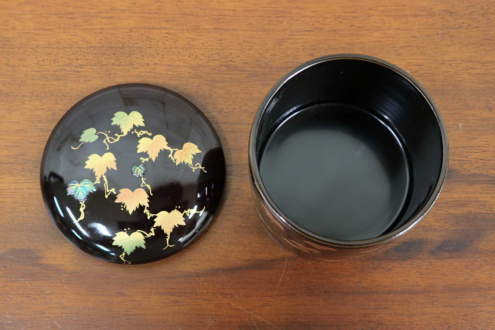 GMJK371AR〇宗香 金輪寺棗 蔦蒔絵 大下宗香 茶道具 茶器 薄茶器 共箱 加賀山中蒔絵 秋 伝統工芸