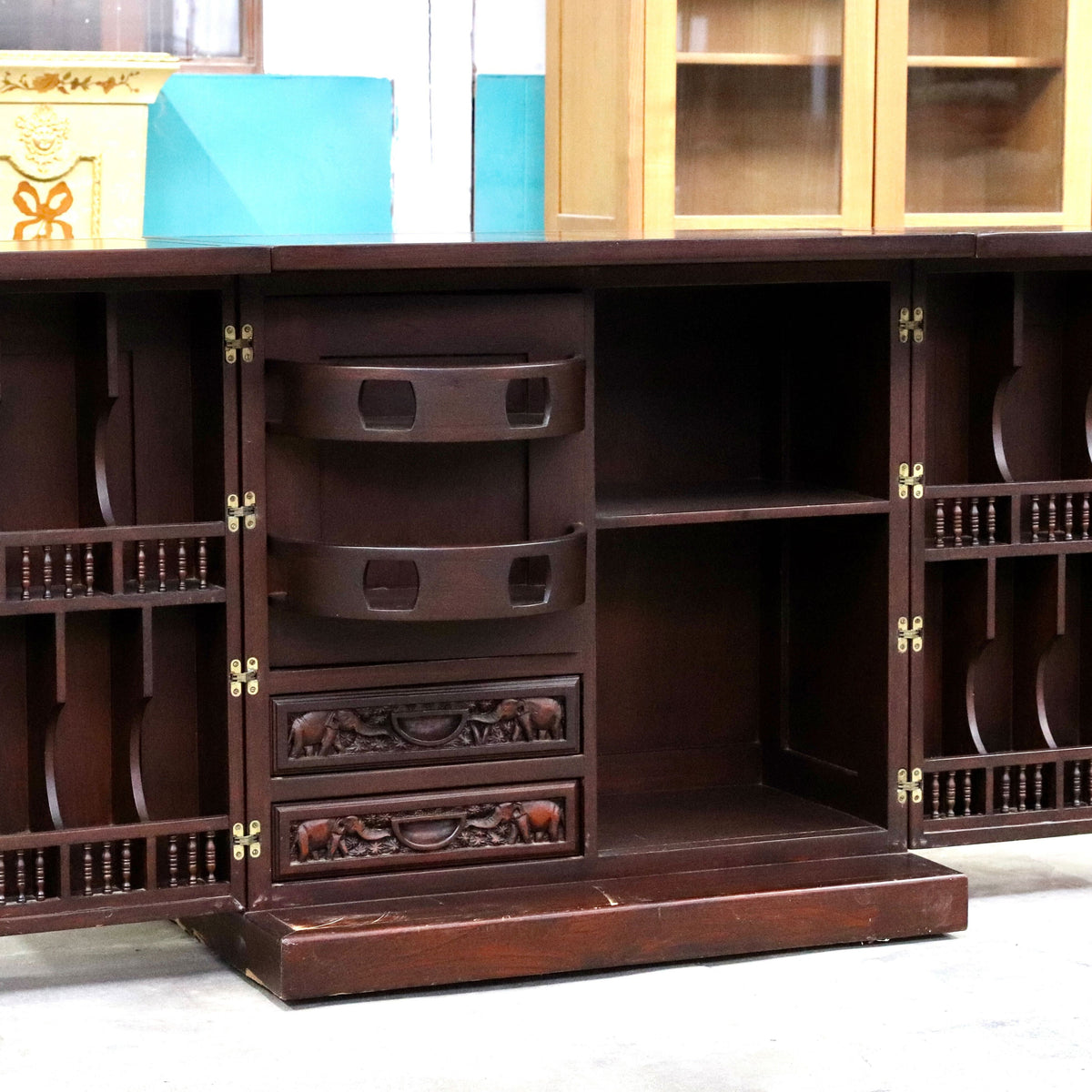 GMHS459○アジアン 中国美術 唐木家具 ワインラック サイドボード 