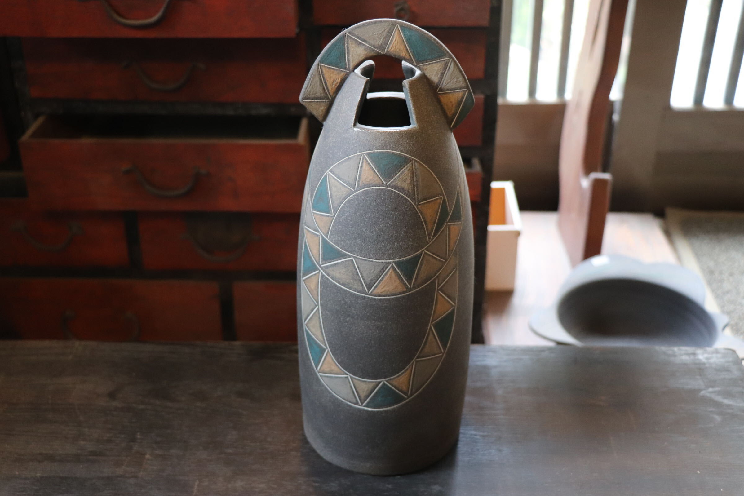 GMJI38◯市野悟窯 市野哲次 丹波焼 花瓶 陶器 現代陶芸 丹波篠山 作家物