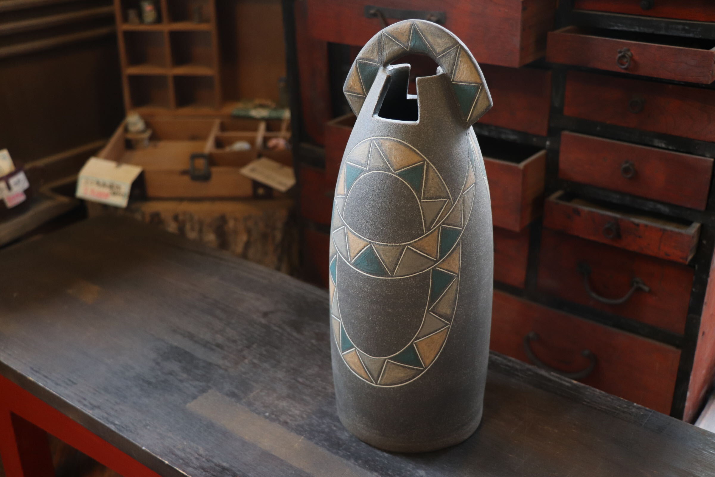 GMJI38◯市野悟窯 市野哲次 丹波焼 花瓶 陶器 現代陶芸 丹波篠山 作家物
