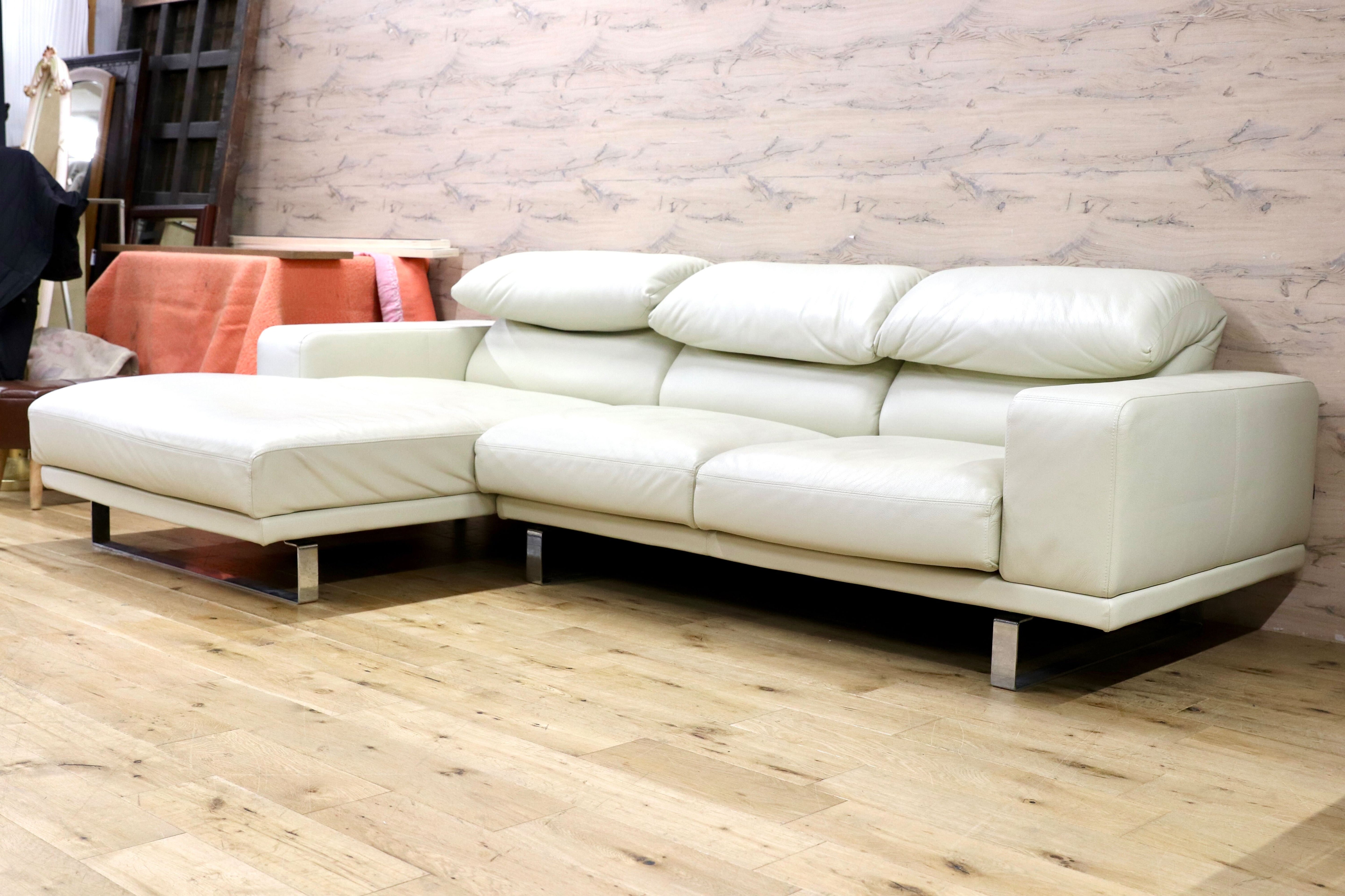 GMIK840○estic エスティック formax / フォルマックス 総本革 ホワイト カウチソファ コーナーソファ トリプルソファ 日本製 最高級