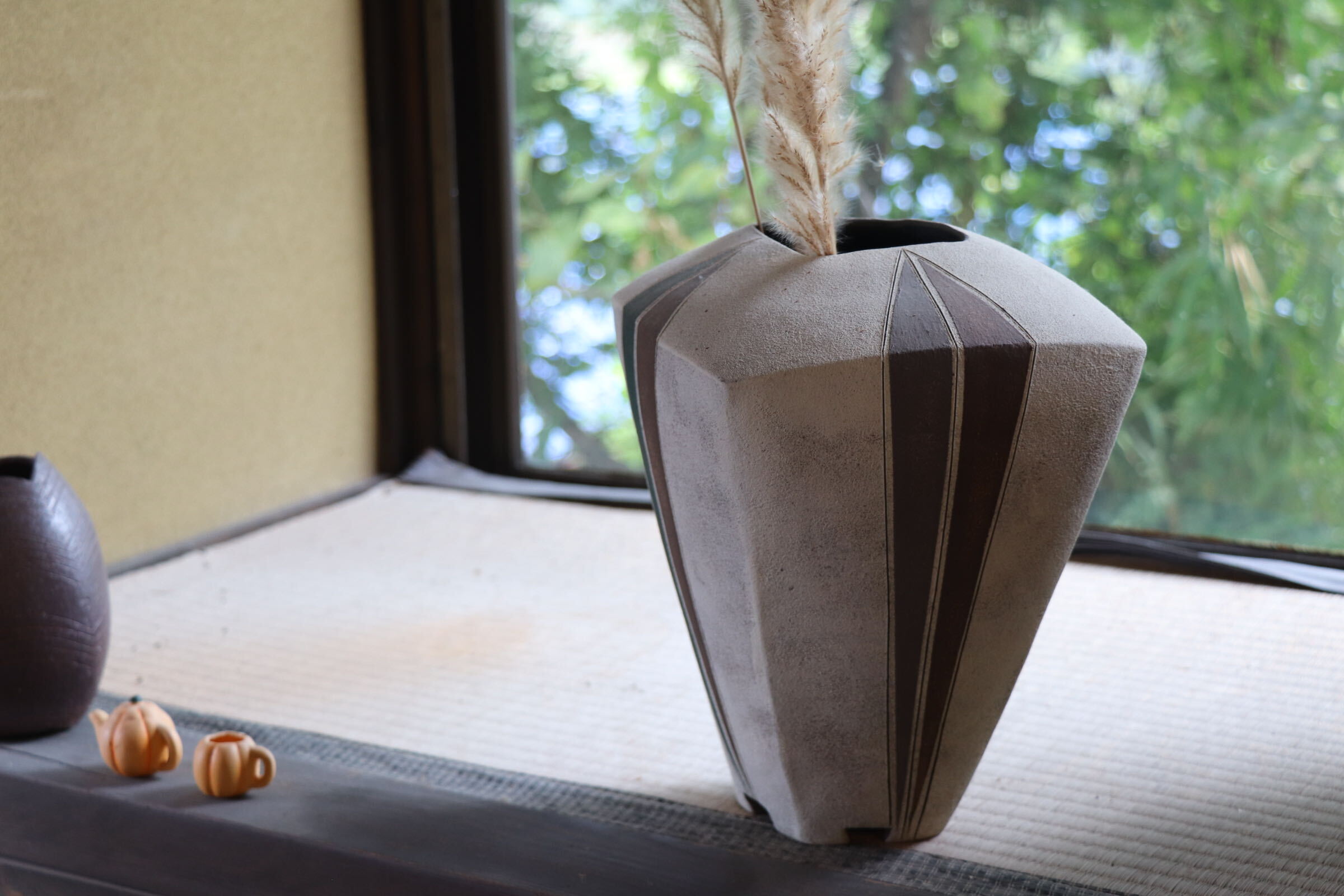 GMJI50◯市野悟窯 市野哲次 丹波焼 壺 花瓶 花器 花入 陶器 現代陶芸 丹波篠山 作家物