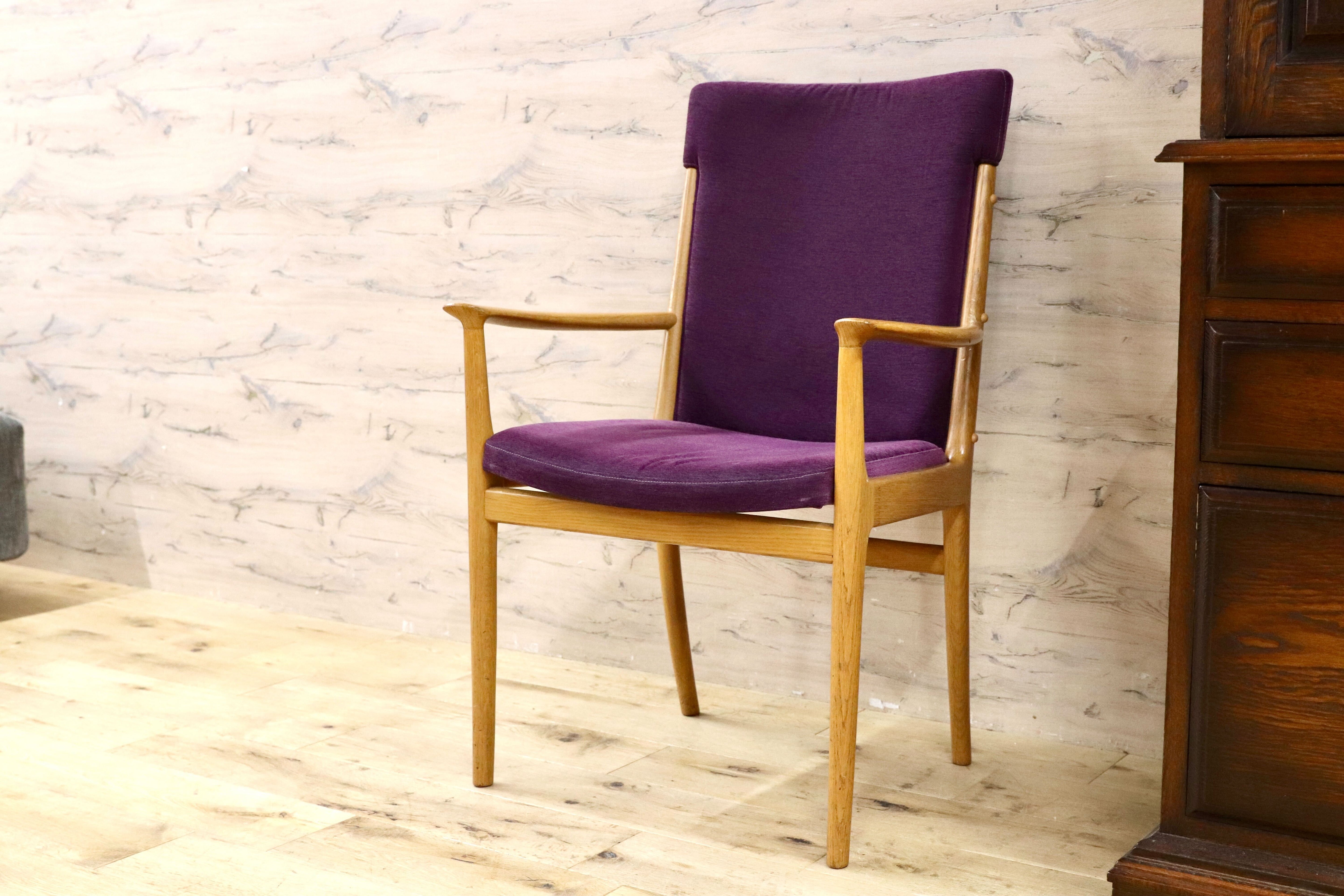 GMIK413AZ○mobilia / モビリア DANISH 北欧ヴィンテージ アームチェア ダイニングチェア 椅子 オーク材 ファブリック 稀少 検）ウェグナー