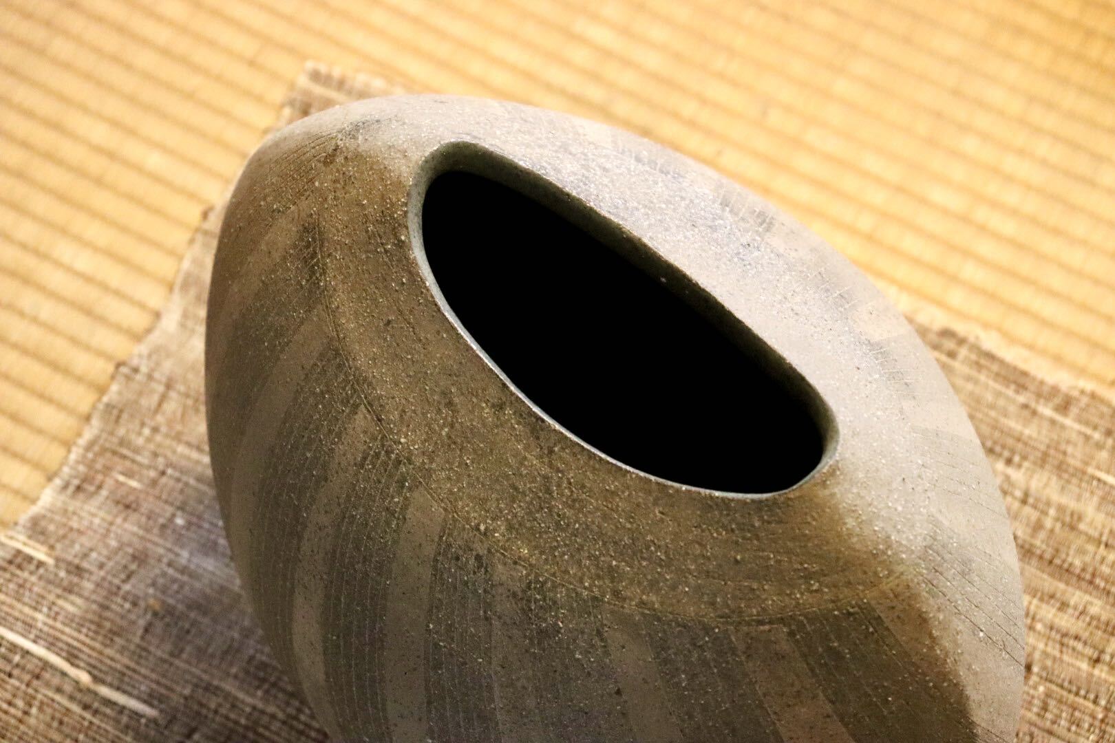 GMJI2◯市野悟窯 丹波焼 花生け 花器 壺 陶器 市野哲次 伝統工芸 丹波篠山 現代作家 和モダン