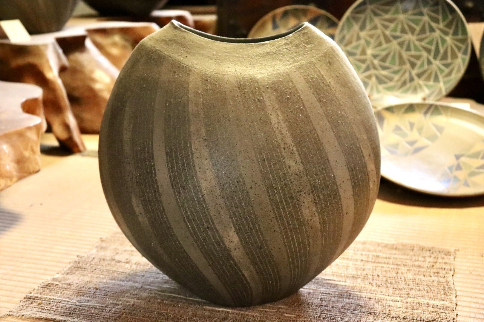GMJI2◯市野悟窯 丹波焼 花生け 花器 壺 陶器 市野哲次 伝統工芸 丹波篠山 現代作家 和モダン