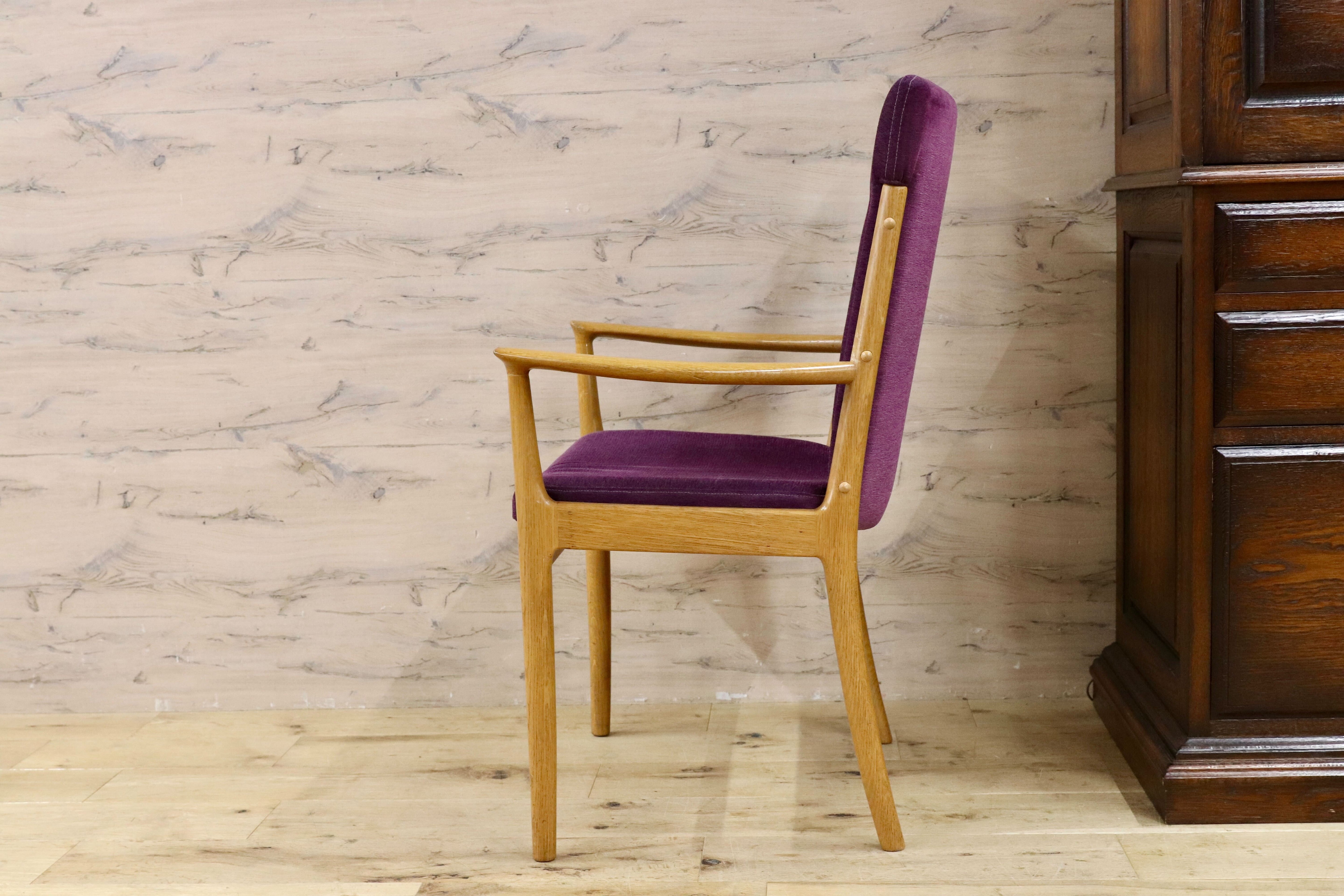 GMIK413AZ○mobilia / モビリア DANISH 北欧ヴィンテージ アームチェア ダイニングチェア 椅子 オーク材 ファブリック 稀少 検）ウェグナー