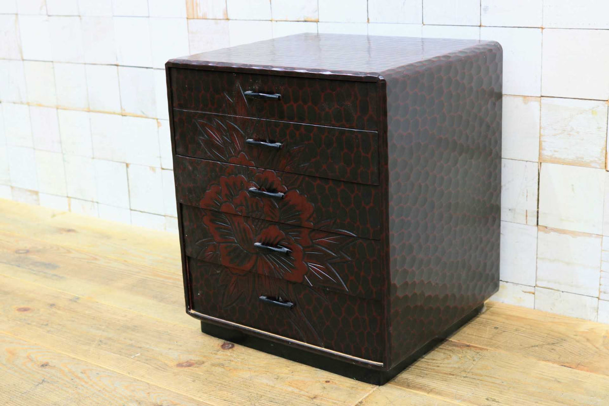 GMJK121◯整理箪笥 小物入れ 引き出し チェスト 小箪笥 鎌倉彫 和家具 和モダン 和室 民芸家具 昭和レトロ 展示品