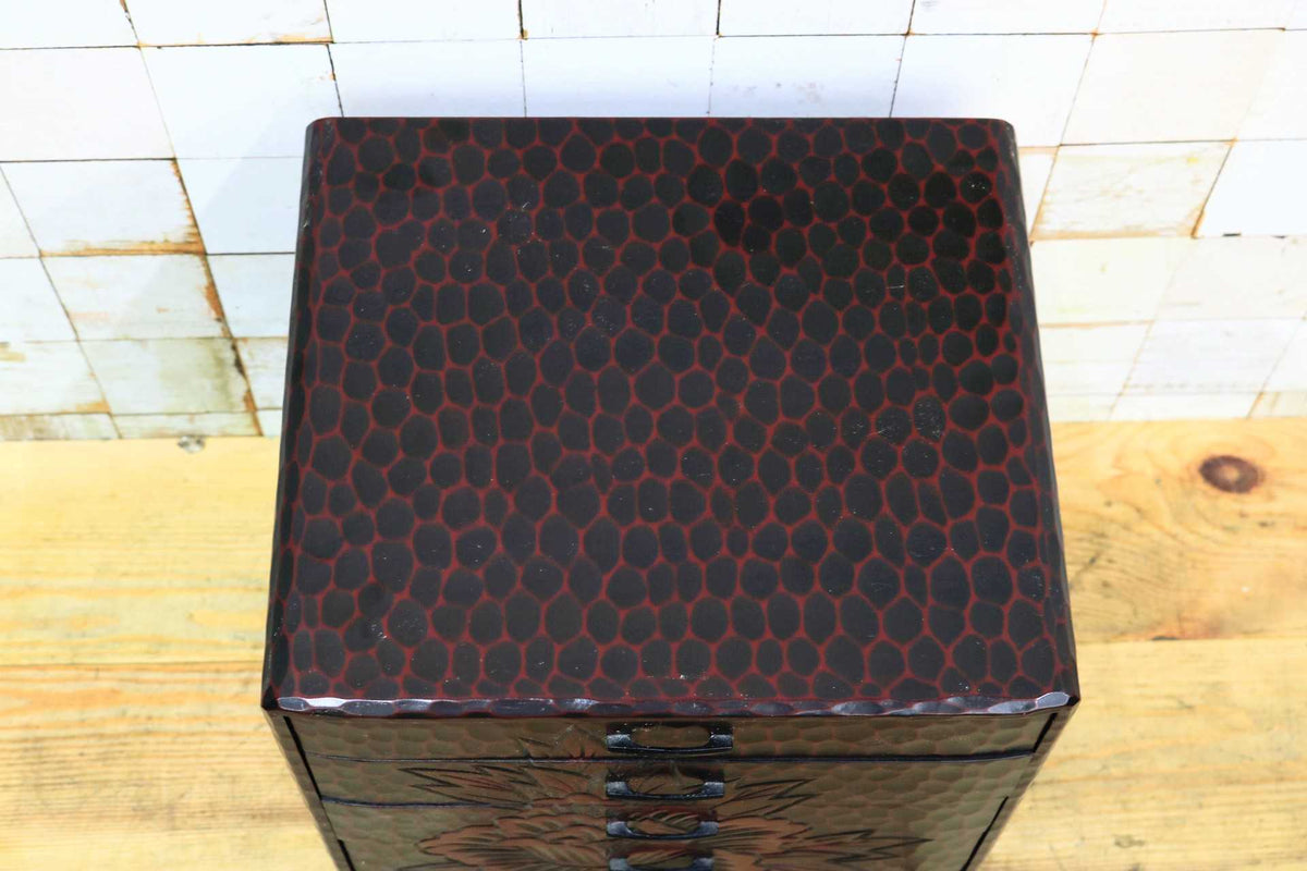 GMJK121◯整理箪笥 小物入れ 引き出し チェスト 小箪笥 鎌倉彫 和家具 和モダン 和室 民芸家具 昭和レトロ 展示品