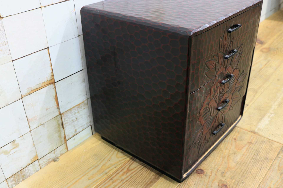 GMJK121◯整理箪笥 小物入れ 引き出し チェスト 小箪笥 鎌倉彫 和家具 和モダン 和室 民芸家具 昭和レトロ 展示品