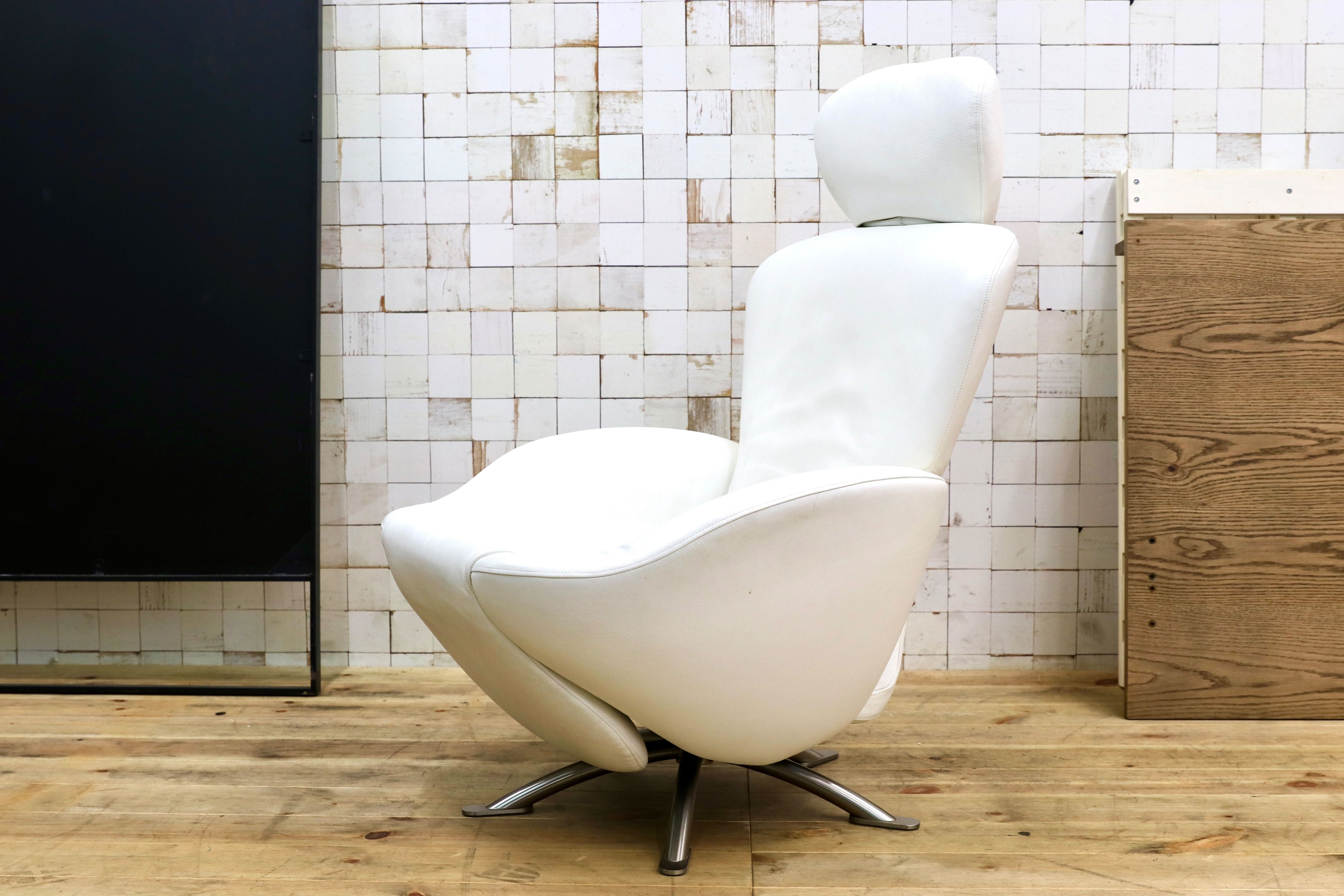 GMIO75○Cassina / カッシーナ K10 DODO ドド シェーズロング 総革 ホワイト 喜多俊之 1人掛けソファ リクライニングチェア 約140万