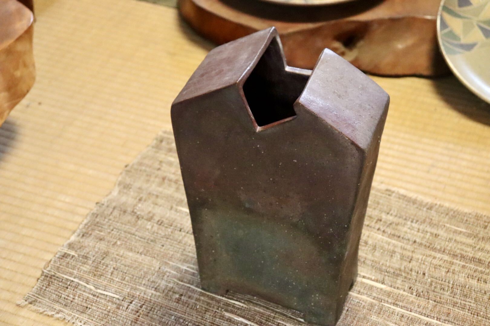 GMJI18◯市野悟窯 丹波焼 花瓶 花器 花入 一輪挿し 陶器 市野哲次 丹波篠山 伝統工芸 和モダン