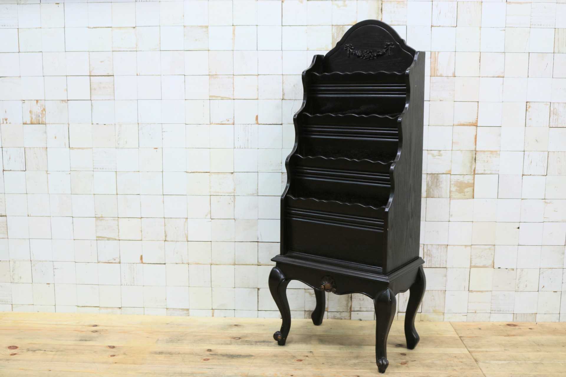 GMIK556◯マガジンラック 本棚 収納家具 スリッパラック 木製 什器 猫脚 ロココ調 アンティーク調