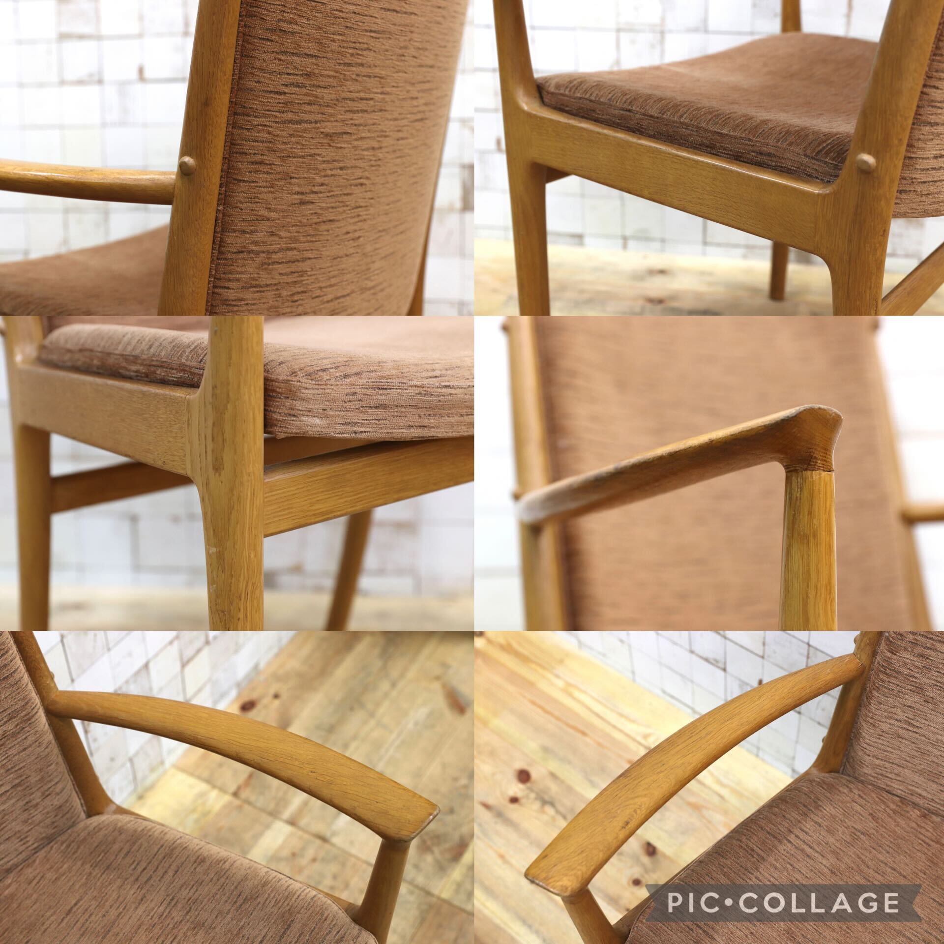 GMIK413A○mobilia / モビリア DANISH 北欧ヴィンテージ アームチェア ダイニングチェア 椅子 オーク材 ファブリック 稀少 検）ウェグナー