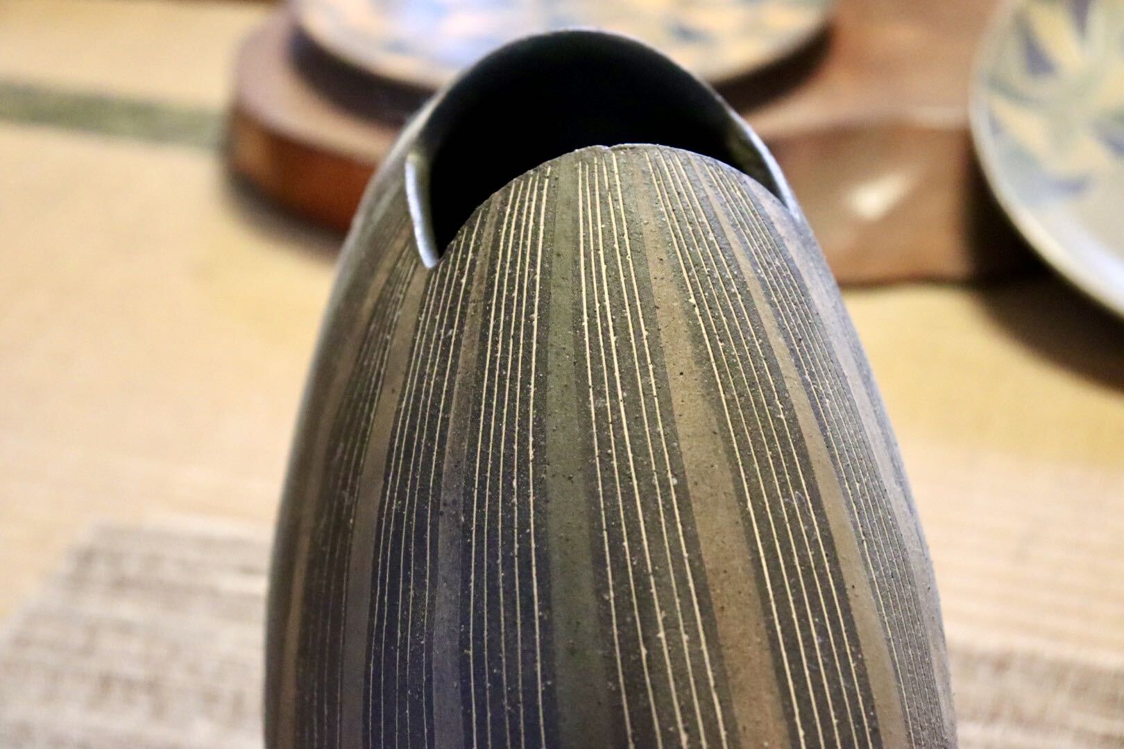 GMJI24◯市野悟窯 丹波焼 花器 花入 花生 扁壺 花瓶 陶器 丹波篠山 市野哲次 伝統工芸 和モダン インテリア