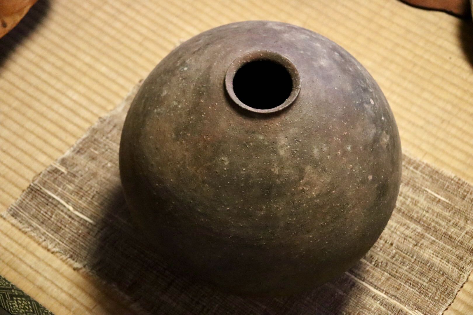 GMJI28◯市野悟窯 丹波焼 丸壺 花生 花器 花入 伝統工芸 陶器 丹波篠山 市野哲次 和モダン 逸品