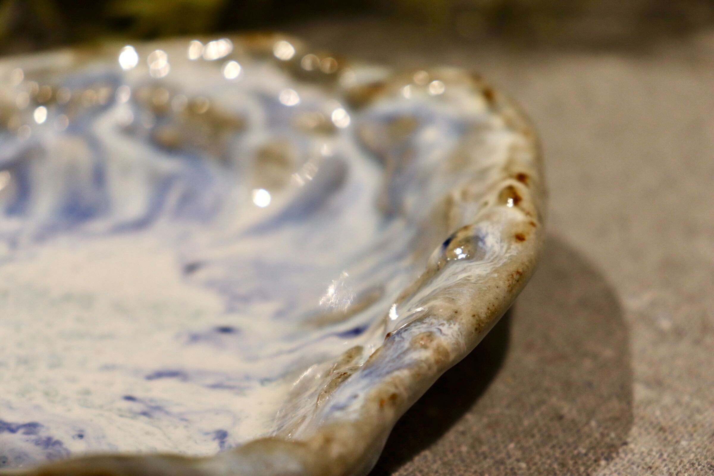 GMIO372-A◯丹文窯 丹波焼 水色流し 陶器 皿 丸皿 小皿 伝統工芸 丹波篠山 未使用