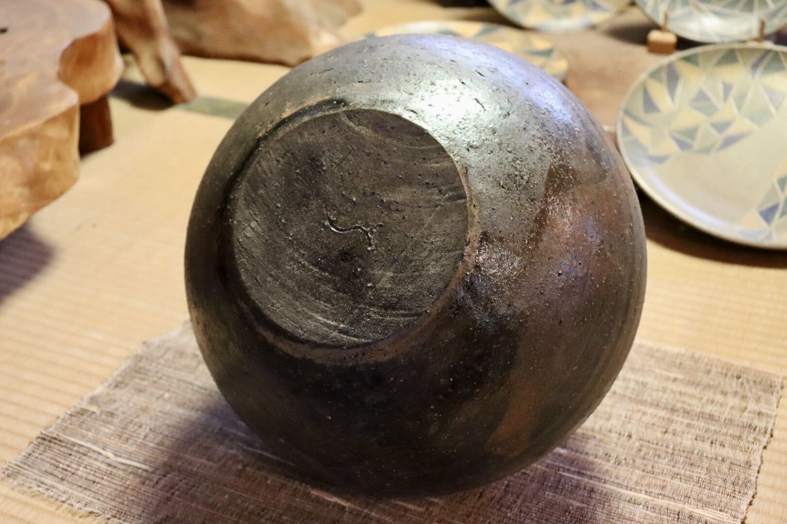 GMJI28◯市野悟窯 丹波焼 丸壺 花生 花器 花入 伝統工芸 陶器 丹波篠山 市野哲次 和モダン 逸品