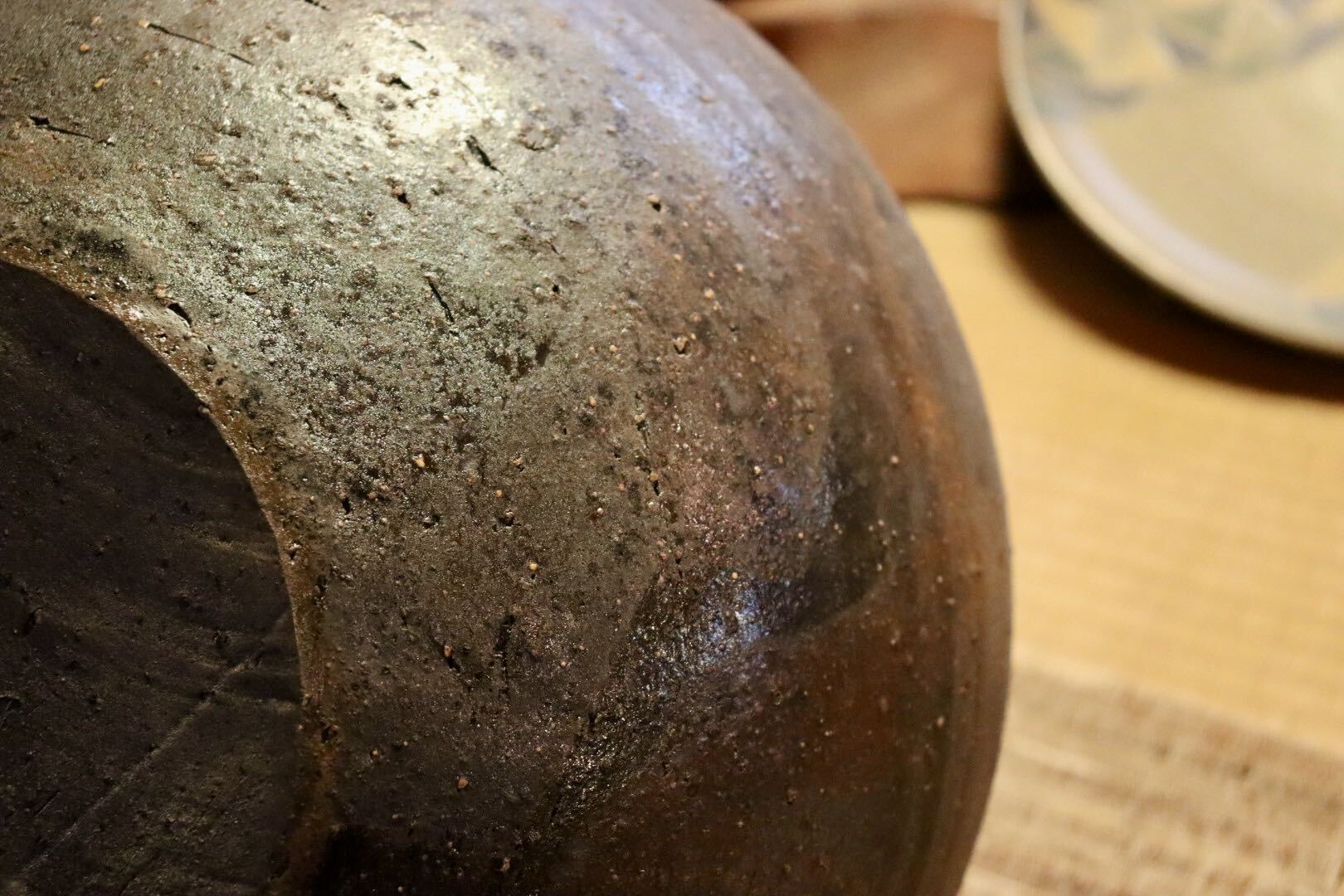 GMJI28◯市野悟窯 丹波焼 丸壺 花生 花器 花入 伝統工芸 陶器 丹波篠山 市野哲次 和モダン 逸品