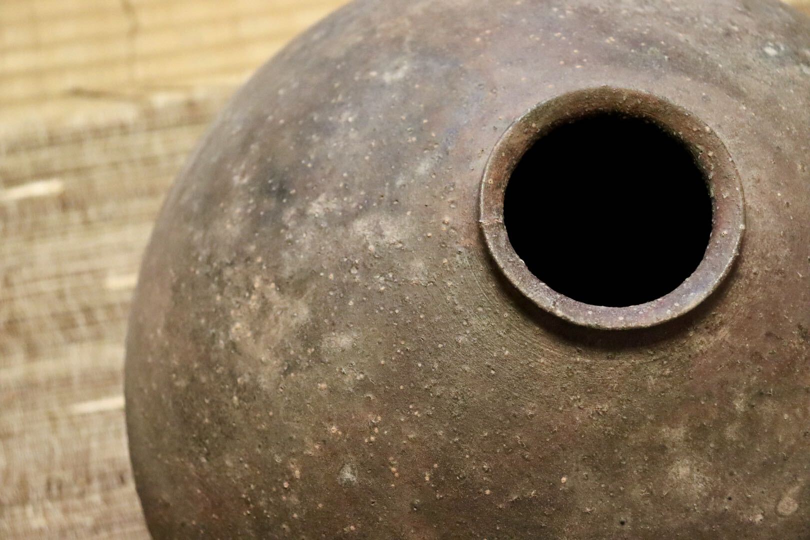 GMJI28◯市野悟窯 丹波焼 丸壺 花生 花器 花入 伝統工芸 陶器 丹波篠山 市野哲次 和モダン 逸品