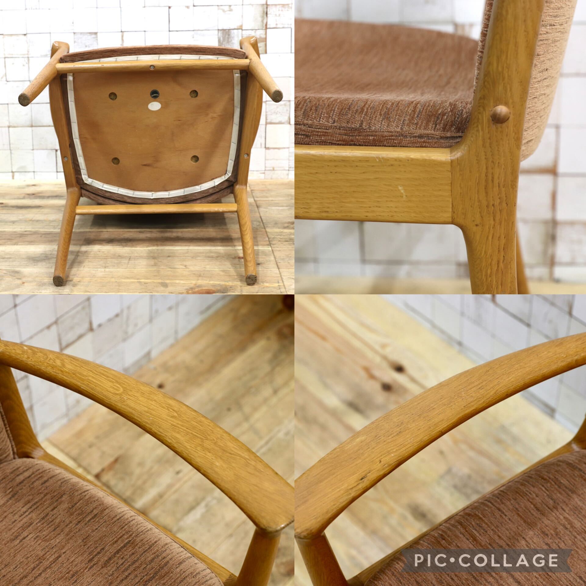 GMIK413B○mobilia / モビリア DANISH 北欧ヴィンテージ アームチェア ダイニングチェア 椅子 オーク材 ファブリック 稀少 検）ウェグナー