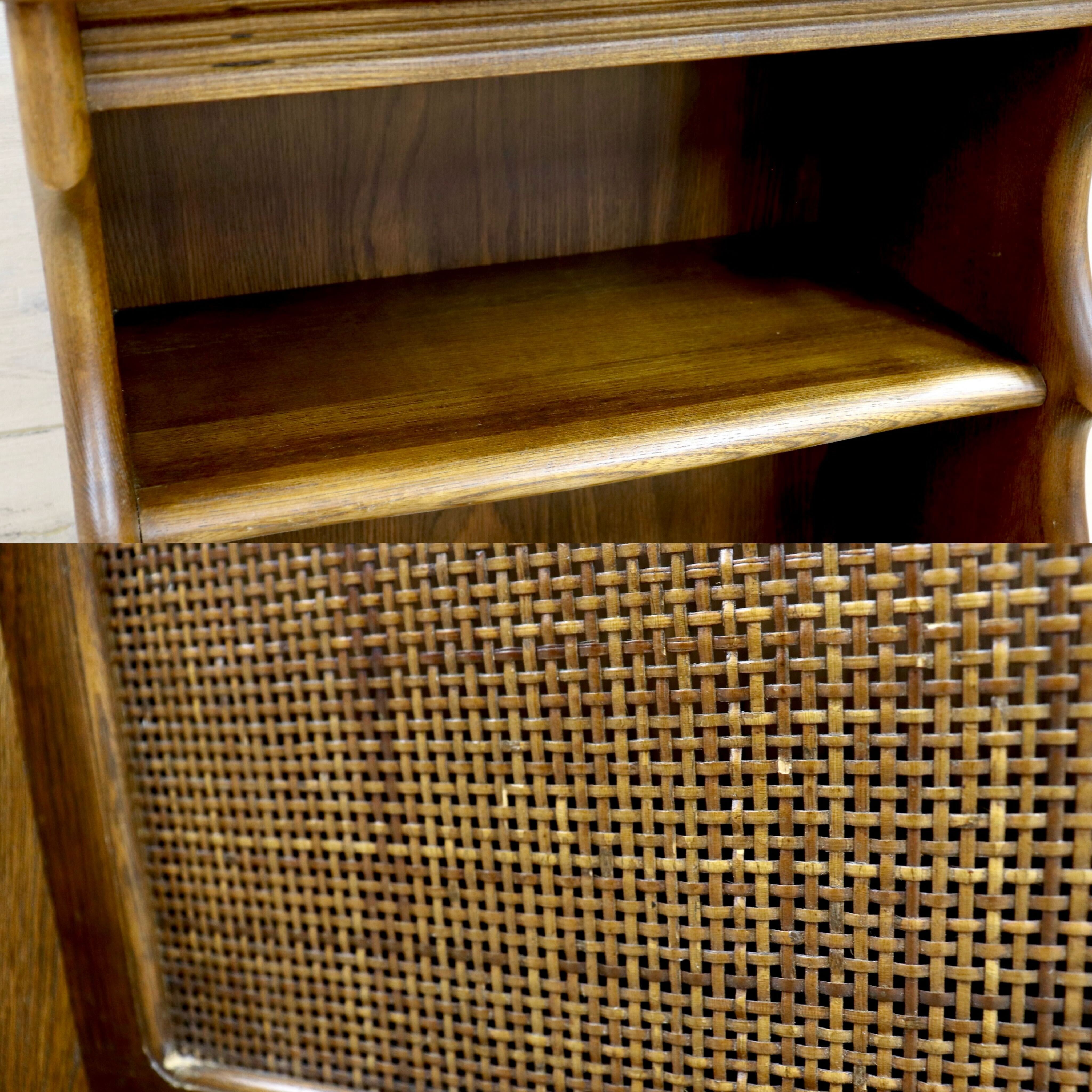 GMIS271○karimoku / カリモク コロニアル 電話台 FAX台 花台 マガジンラック ラタン レトロ 国産家具