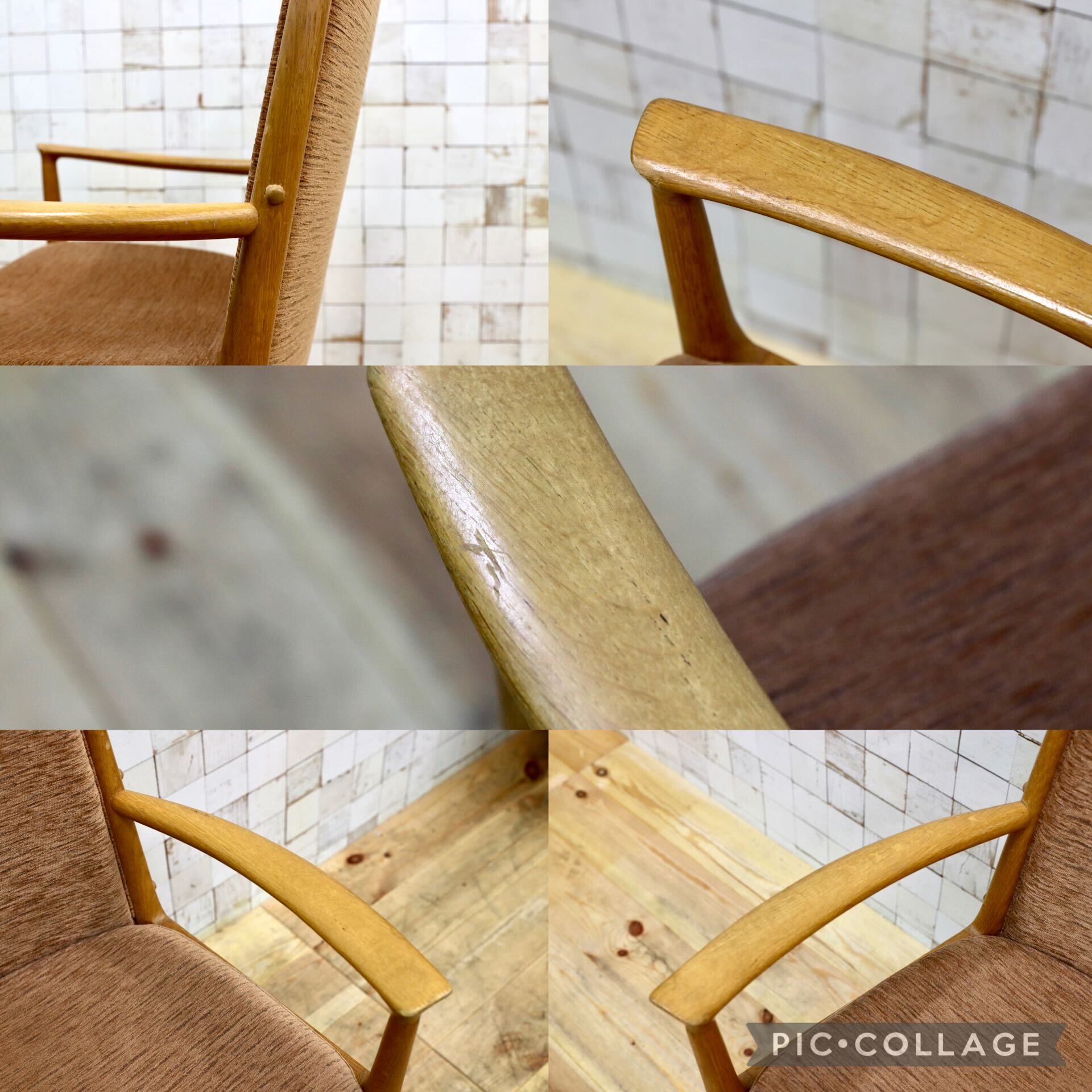 GMIK413C○mobilia / モビリア DANISH 北欧ヴィンテージ アームチェア ダイニングチェア 椅子 オーク材 ファブリック 稀少 検）ウェグナー