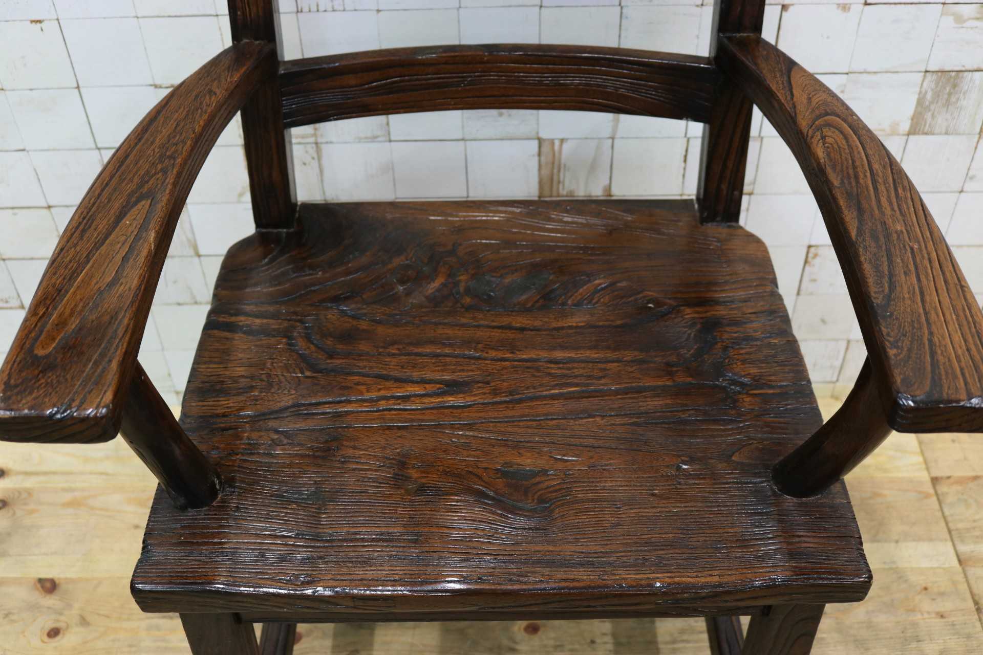 GMIS291B○アジアンリゾート ヴィンテージ ウッドチェア アームチェア ダイニングチェア 椅子 和モダン 民藝風 レトロ チェア