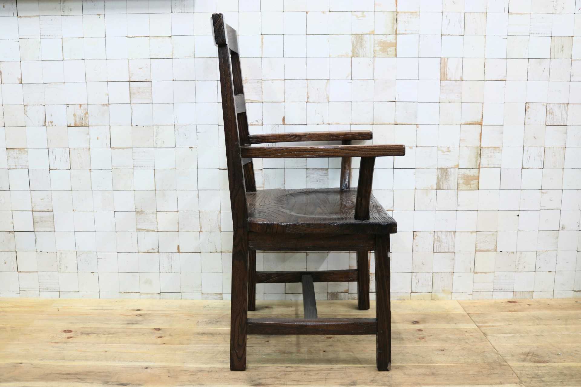 GMIS291B○アジアンリゾート ヴィンテージ ウッドチェア アームチェア ダイニングチェア 椅子 和モダン 民藝風 レトロ チェア