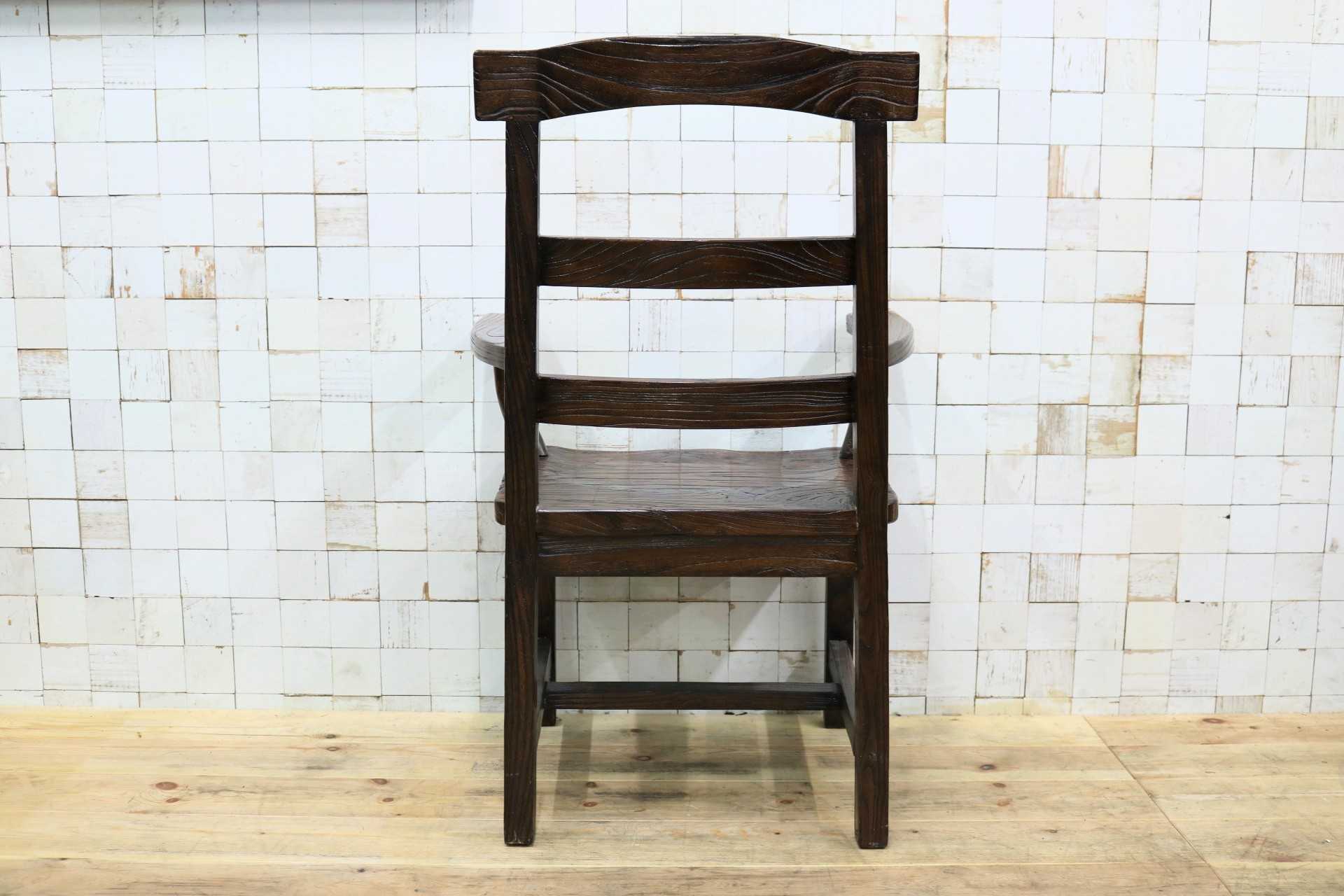 GMIS291B○アジアンリゾート ヴィンテージ ウッドチェア アームチェア ダイニングチェア 椅子 和モダン 民藝風 レトロ チェア