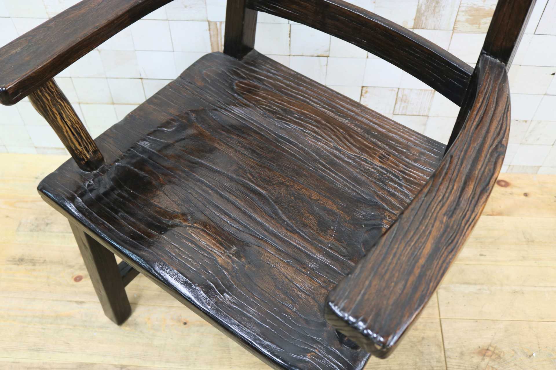 GMIS291C○アジアンリゾート ヴィンテージ ウッドチェア アームチェア ダイニングチェア 椅子 和モダン 民藝風 レトロ チェア