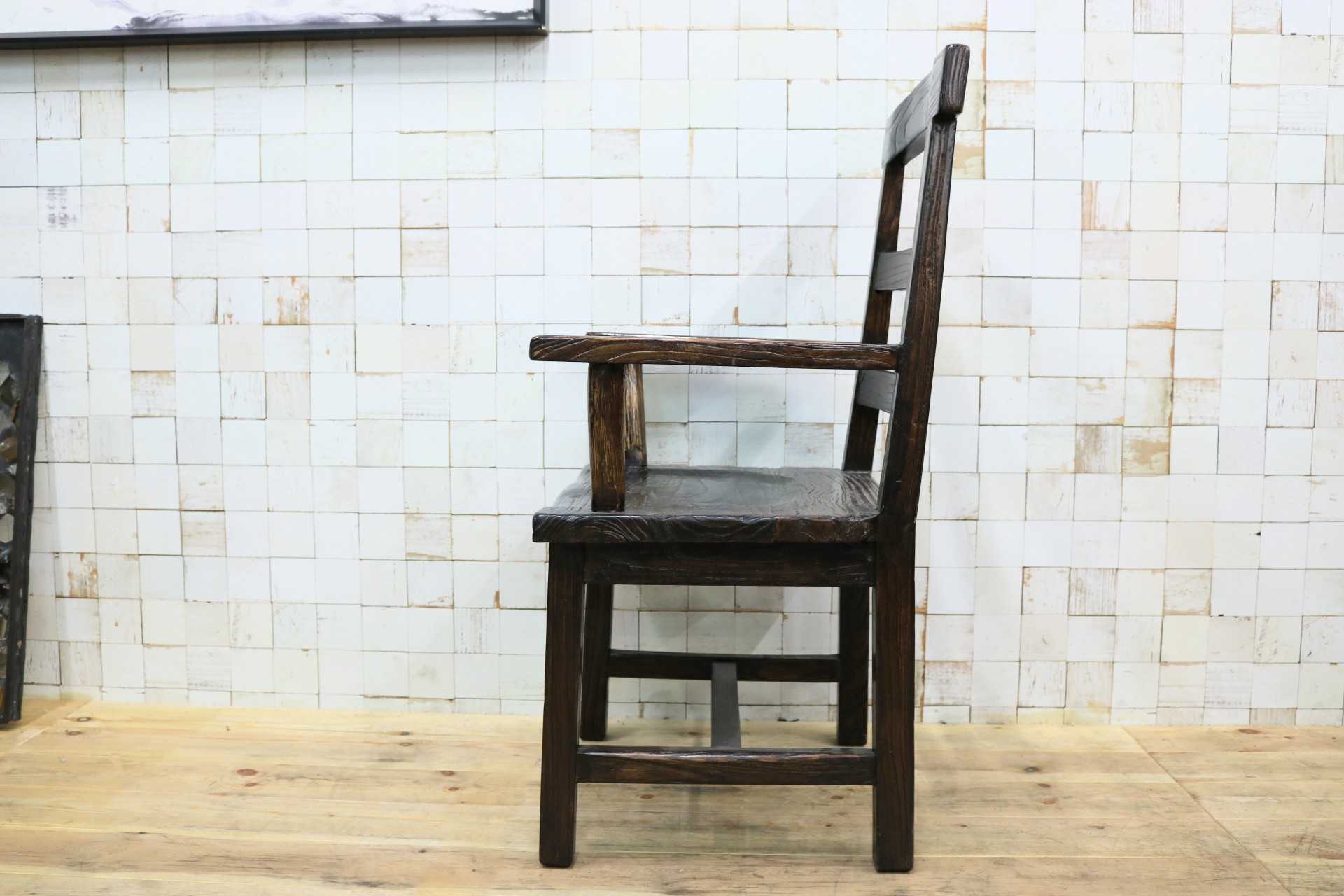 GMIS291C○アジアンリゾート ヴィンテージ ウッドチェア アームチェア ダイニングチェア 椅子 和モダン 民藝風 レトロ チェア