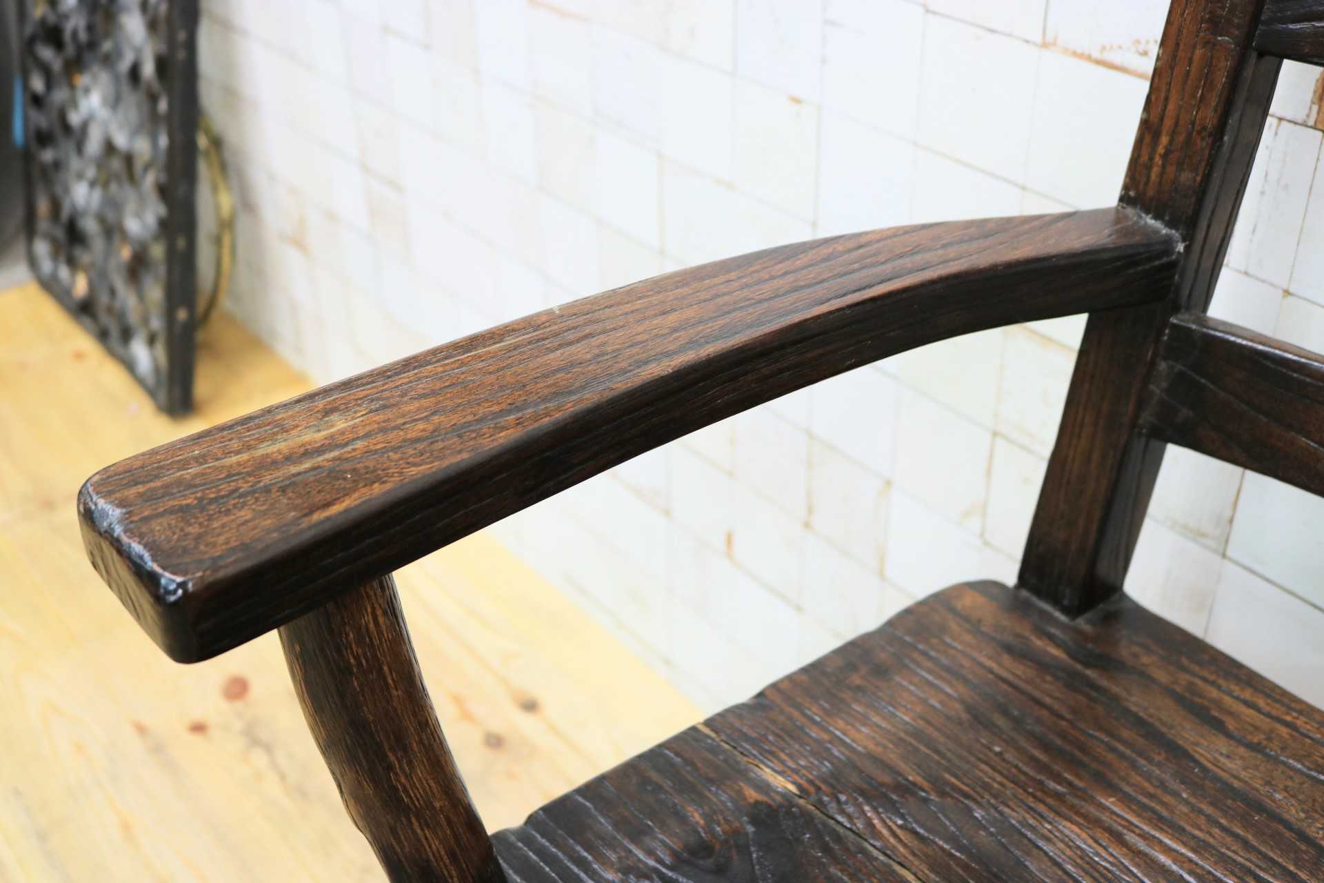 GMIS291D○アジアンリゾート ヴィンテージ ウッドチェア アームチェア ダイニングチェア 椅子 和モダン 民藝風 レトロ チェア