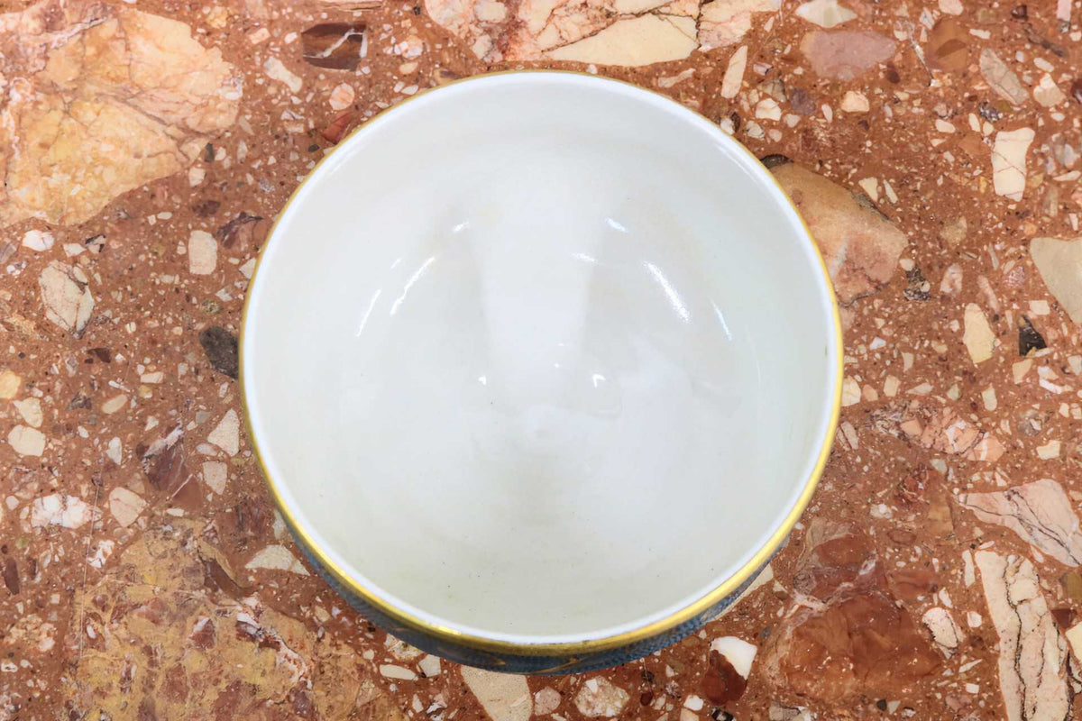 GMJS271D◯九谷焼 良山造 青粒 鉄仙 唐草文 抹茶碗 共箱 茶道具 古美術 金彩 茶器 伝統工芸