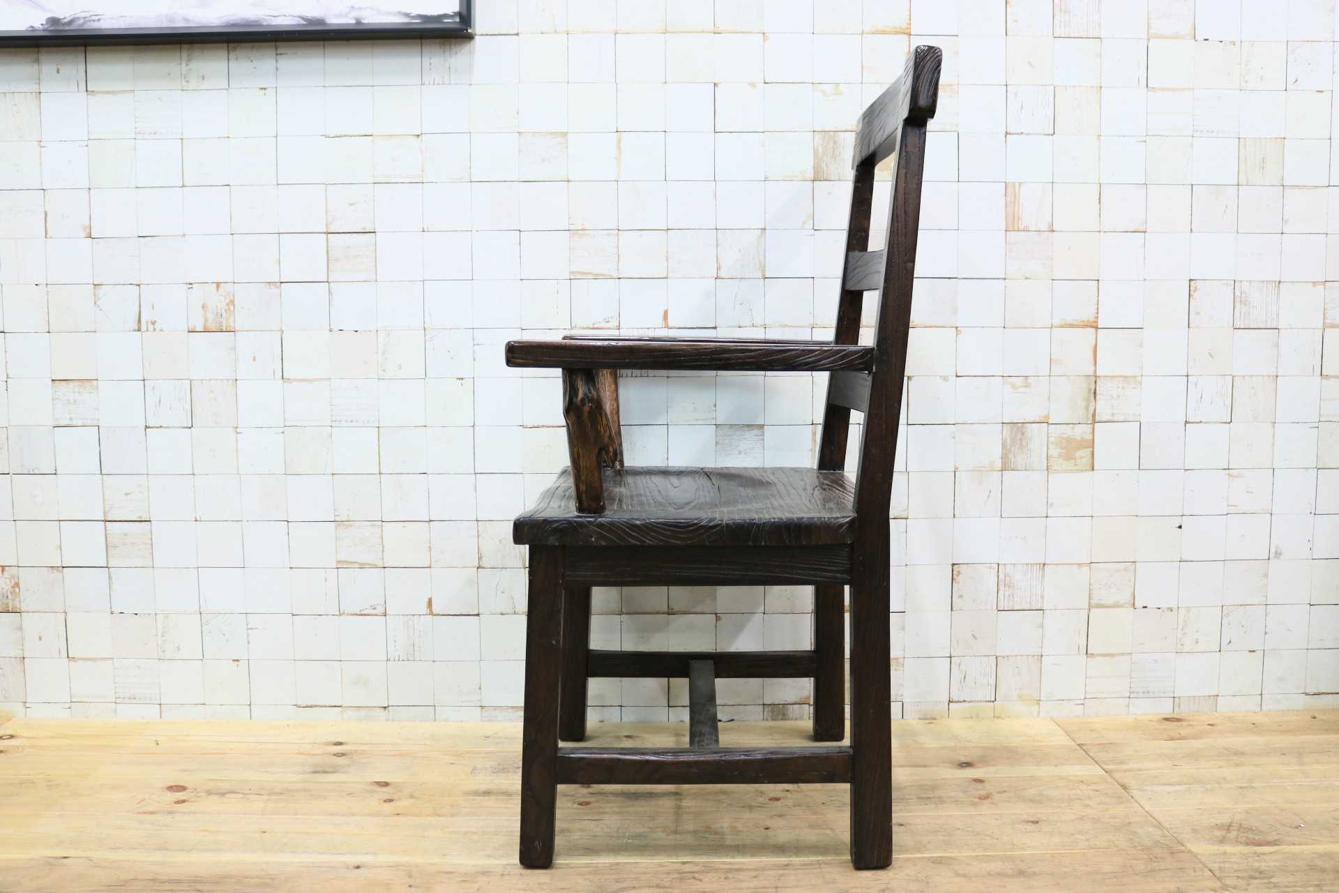 GMIS291D○アジアンリゾート ヴィンテージ ウッドチェア アームチェア ダイニングチェア 椅子 和モダン 民藝風 レトロ チェア