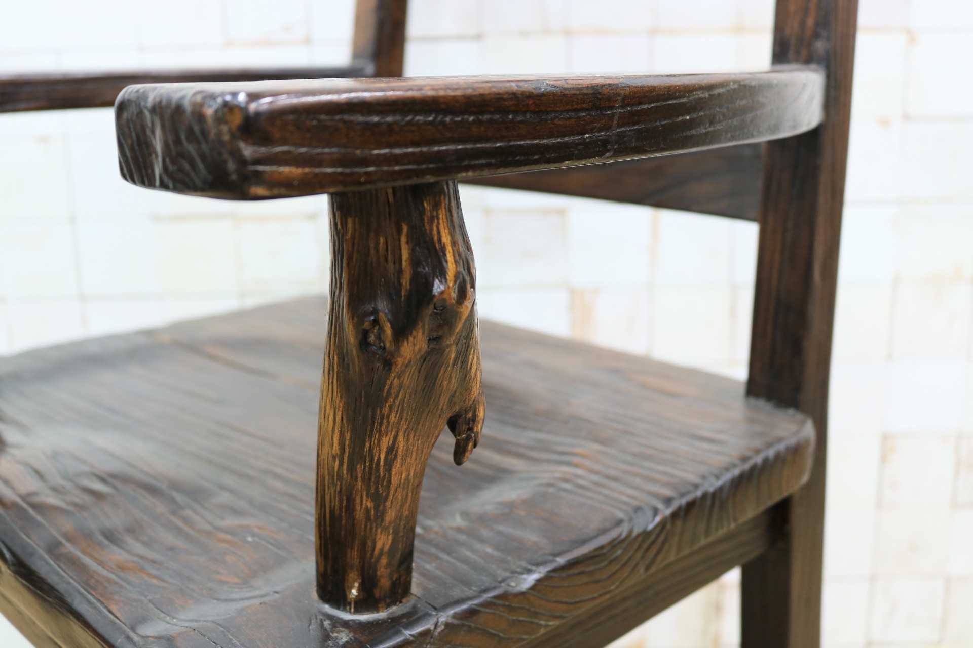 GMIS291D○アジアンリゾート ヴィンテージ ウッドチェア アームチェア ダイニングチェア 椅子 和モダン 民藝風 レトロ チェア