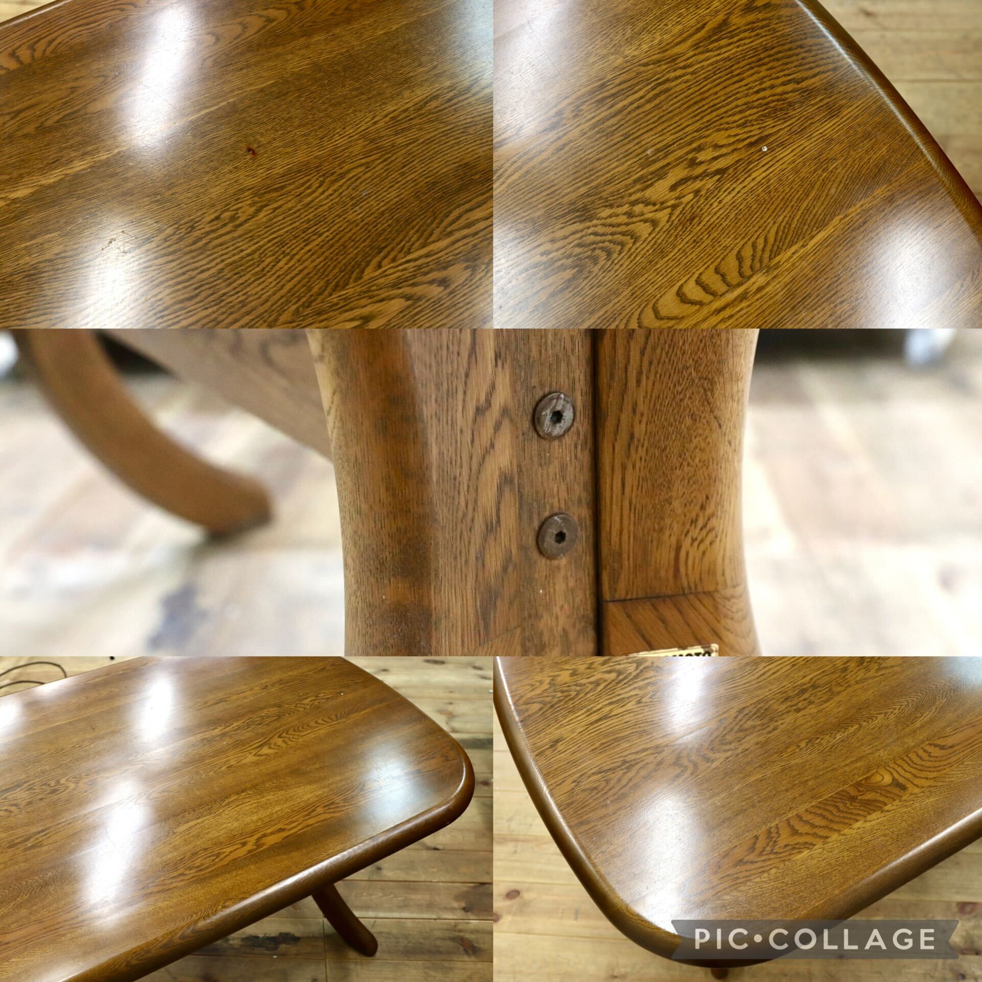 GMJK114○HAMAMOTO / 浜本工芸 楢材 ダイニングテーブル 食卓テーブル 国産家具 和モダン 昭和レトロ ヴィンテージ